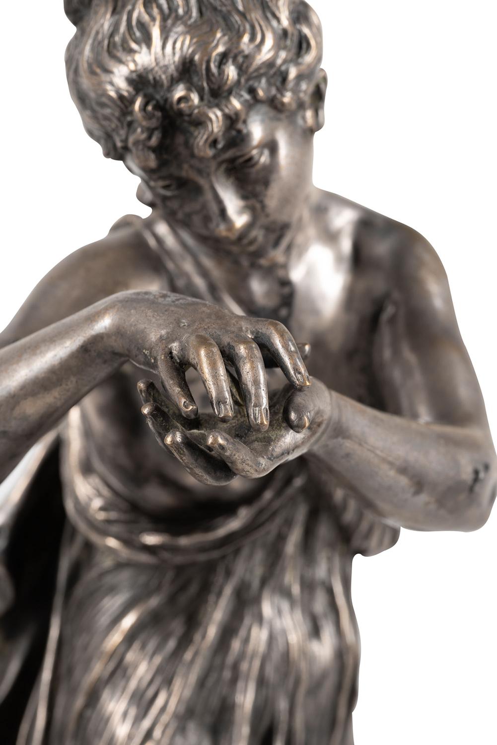 19th Century Silvered Bronze Statue 'The Spring of Life' by A.G.Lanzirotti For Sale 1