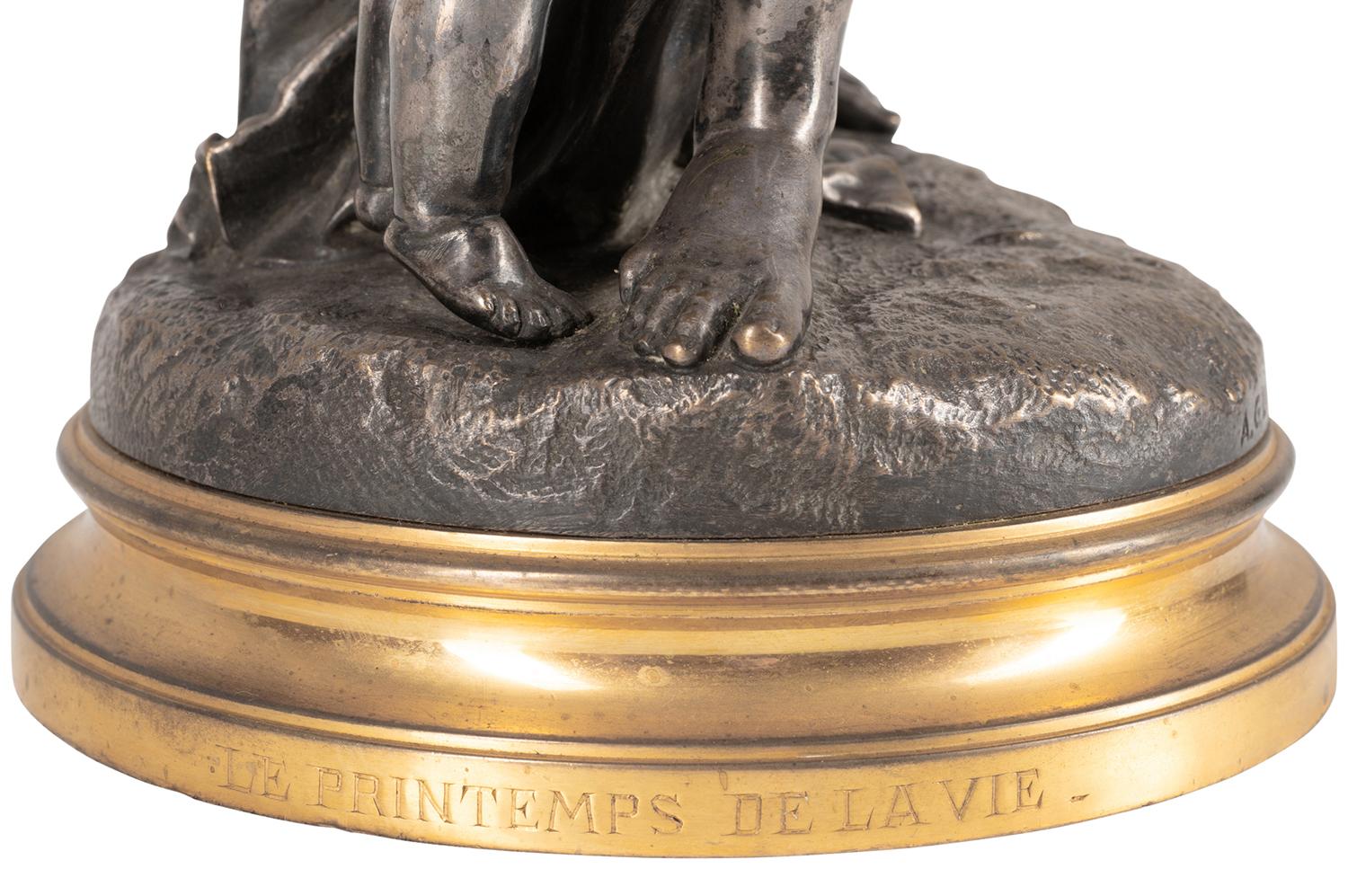 Statua in bronzo argentato del XIX secolo 