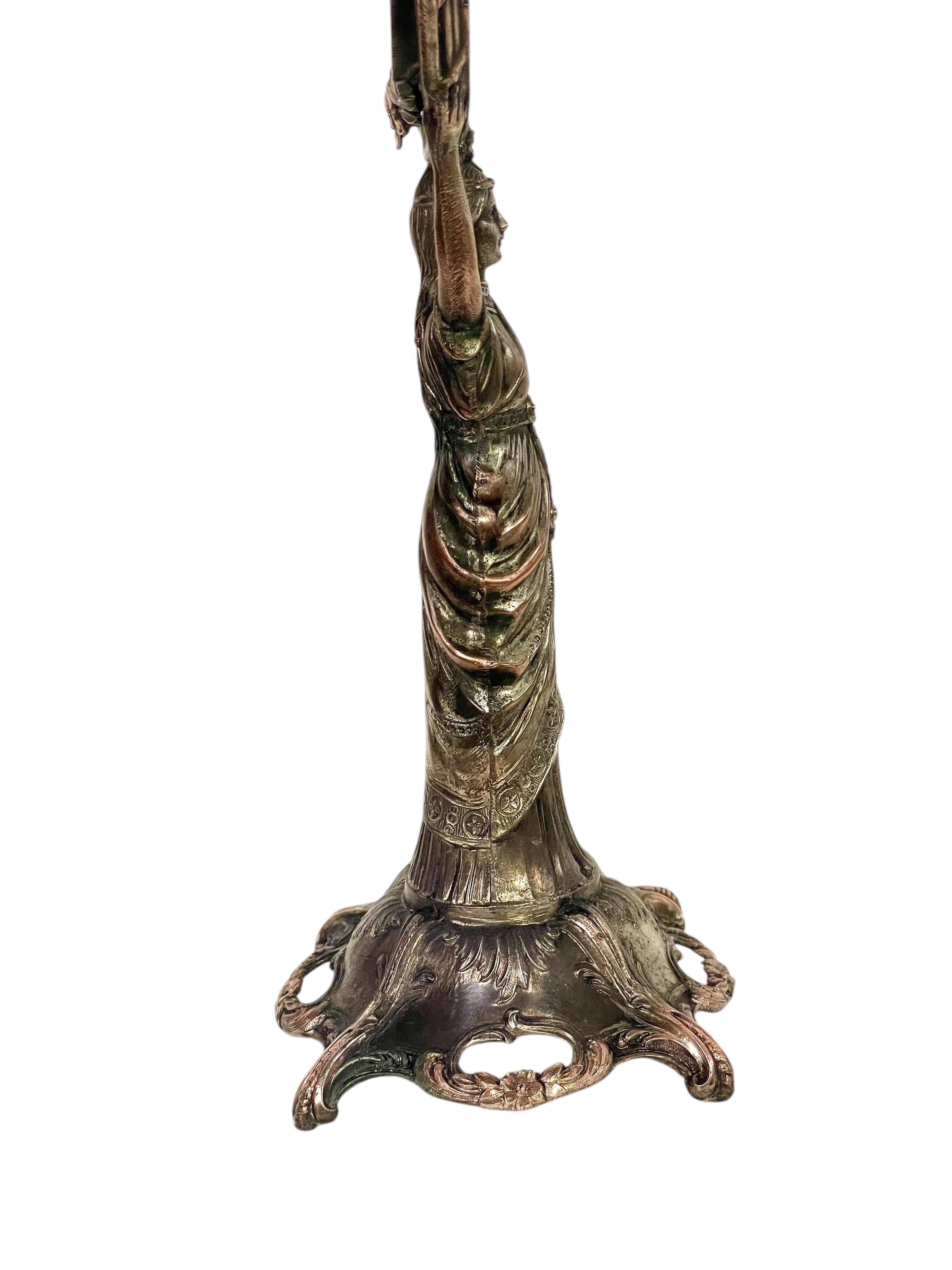 19th Century Silvered Bronze Table Psyche Mirror For Sale 7