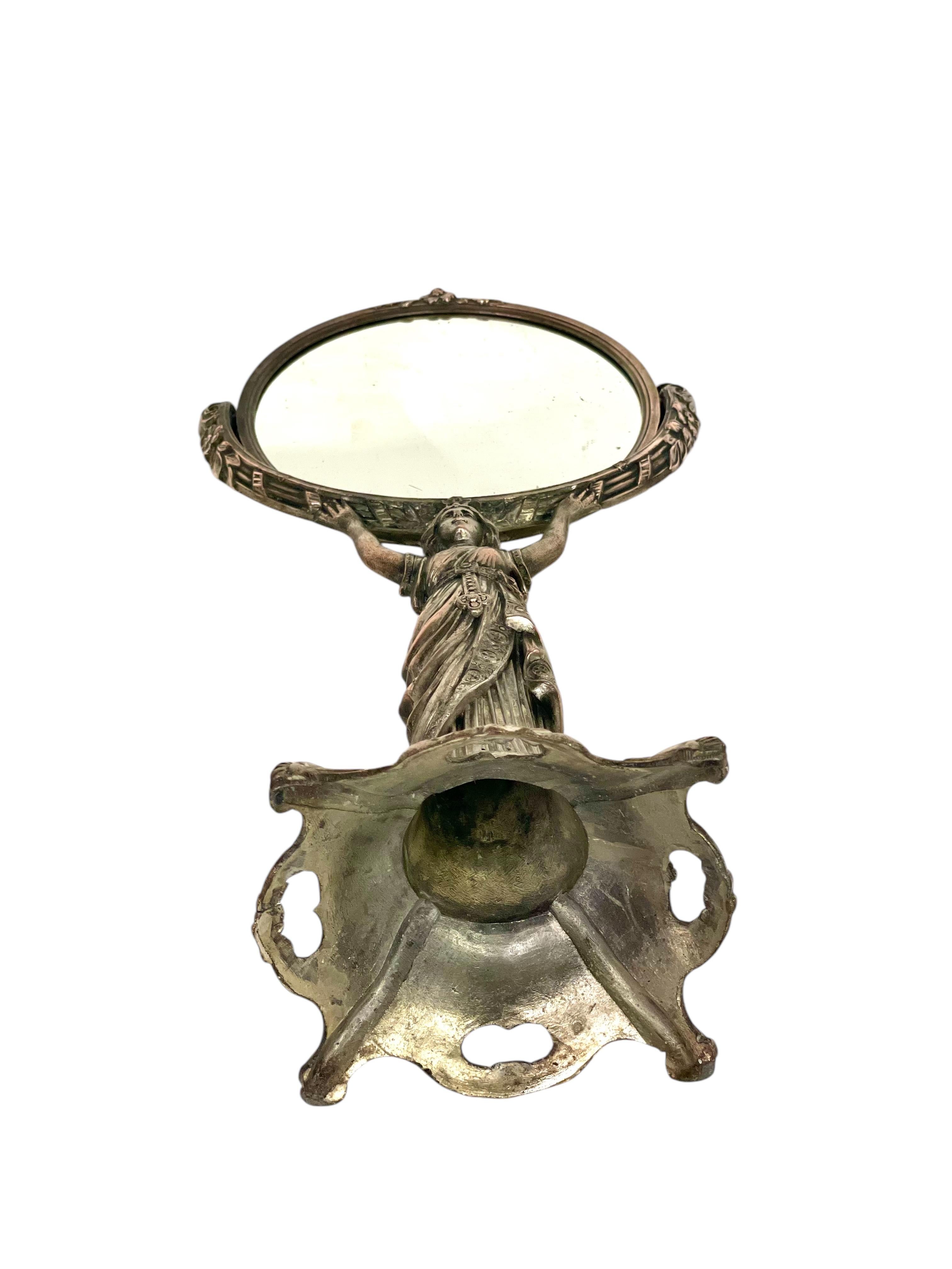 19th Century Silvered Bronze Table Psyche Mirror For Sale 10