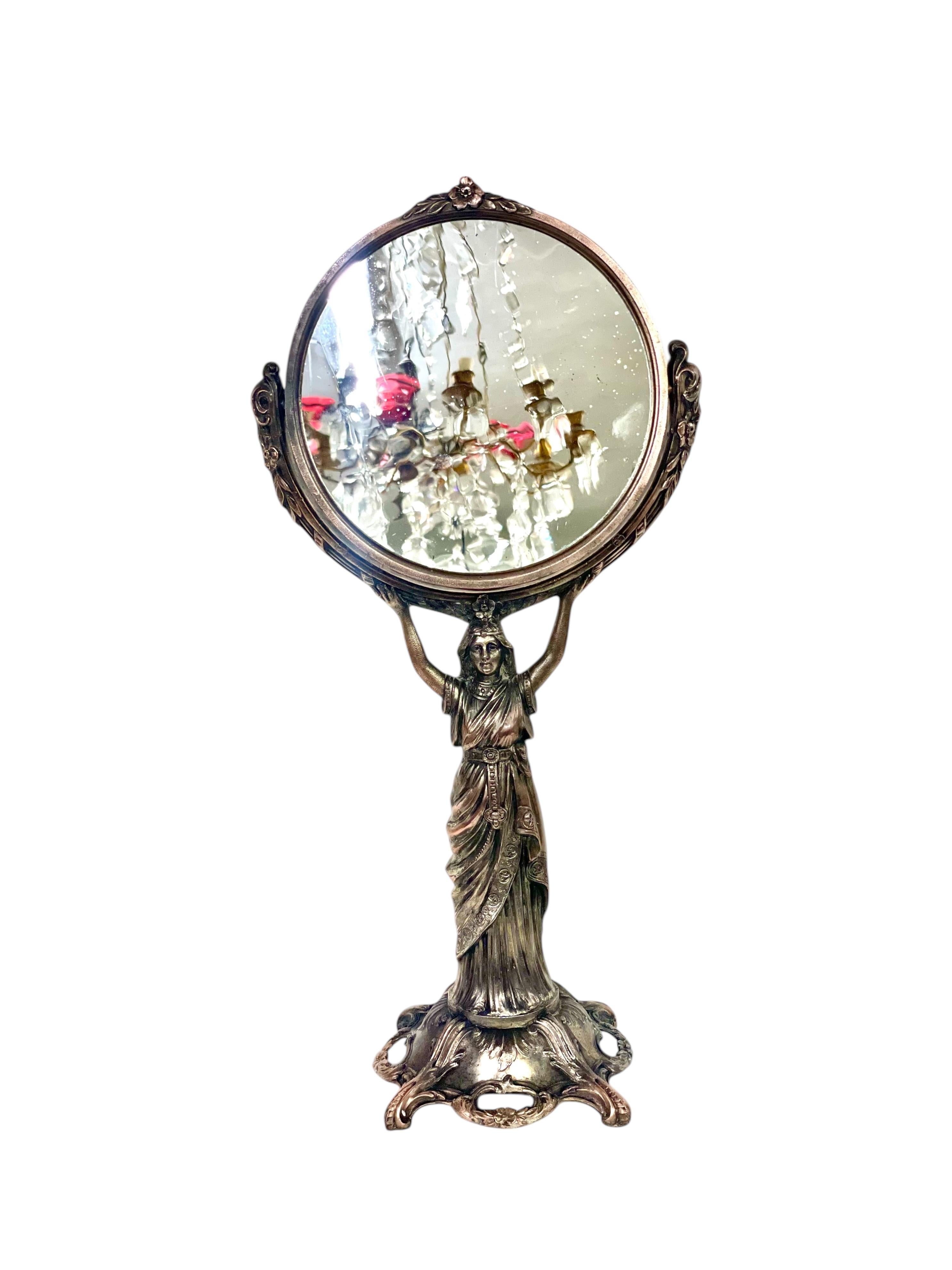 19th Century Silvered Bronze Table Psyche Mirror For Sale 11