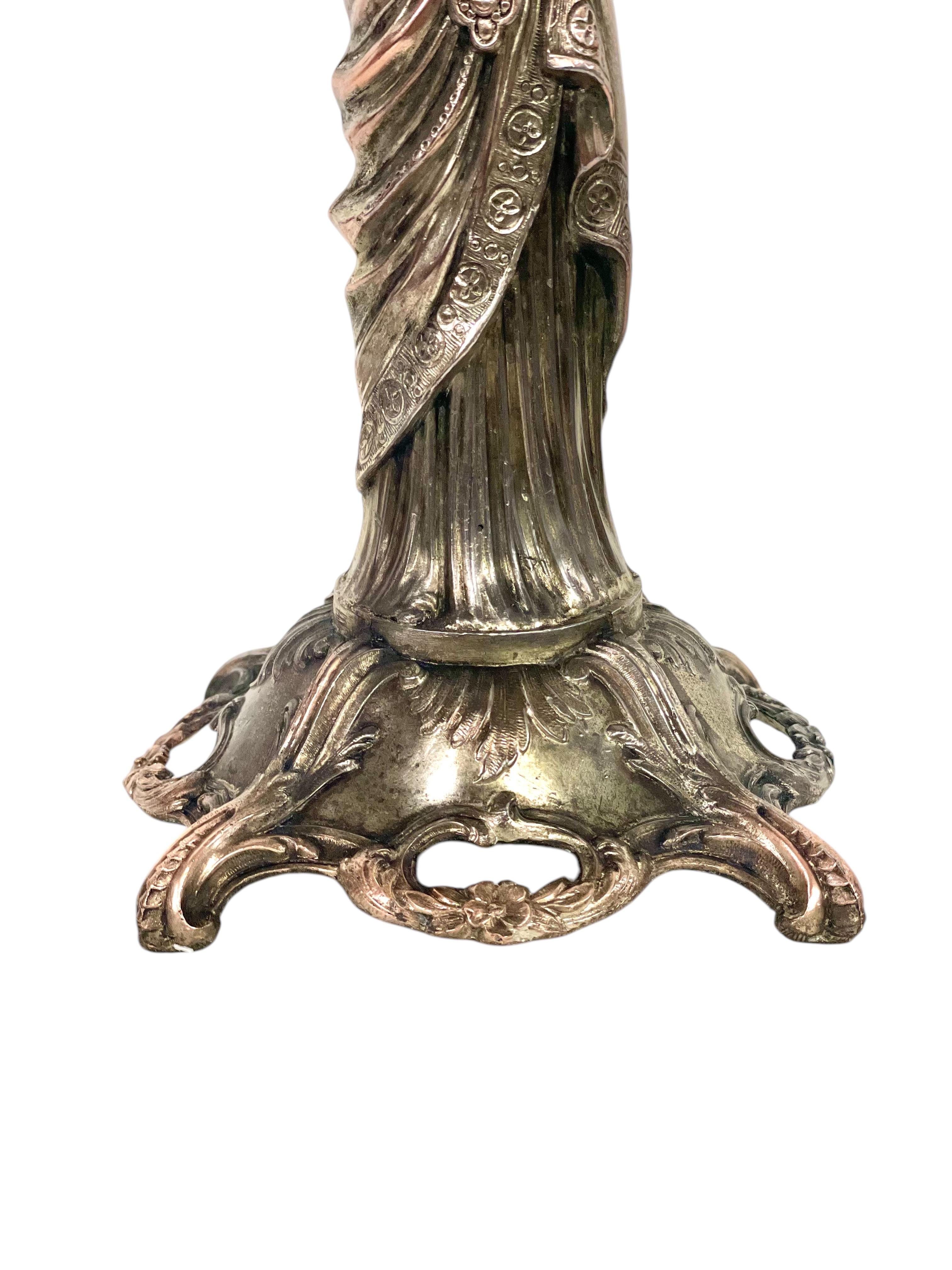19th Century Silvered Bronze Table Psyche Mirror In Good Condition For Sale In LA CIOTAT, FR