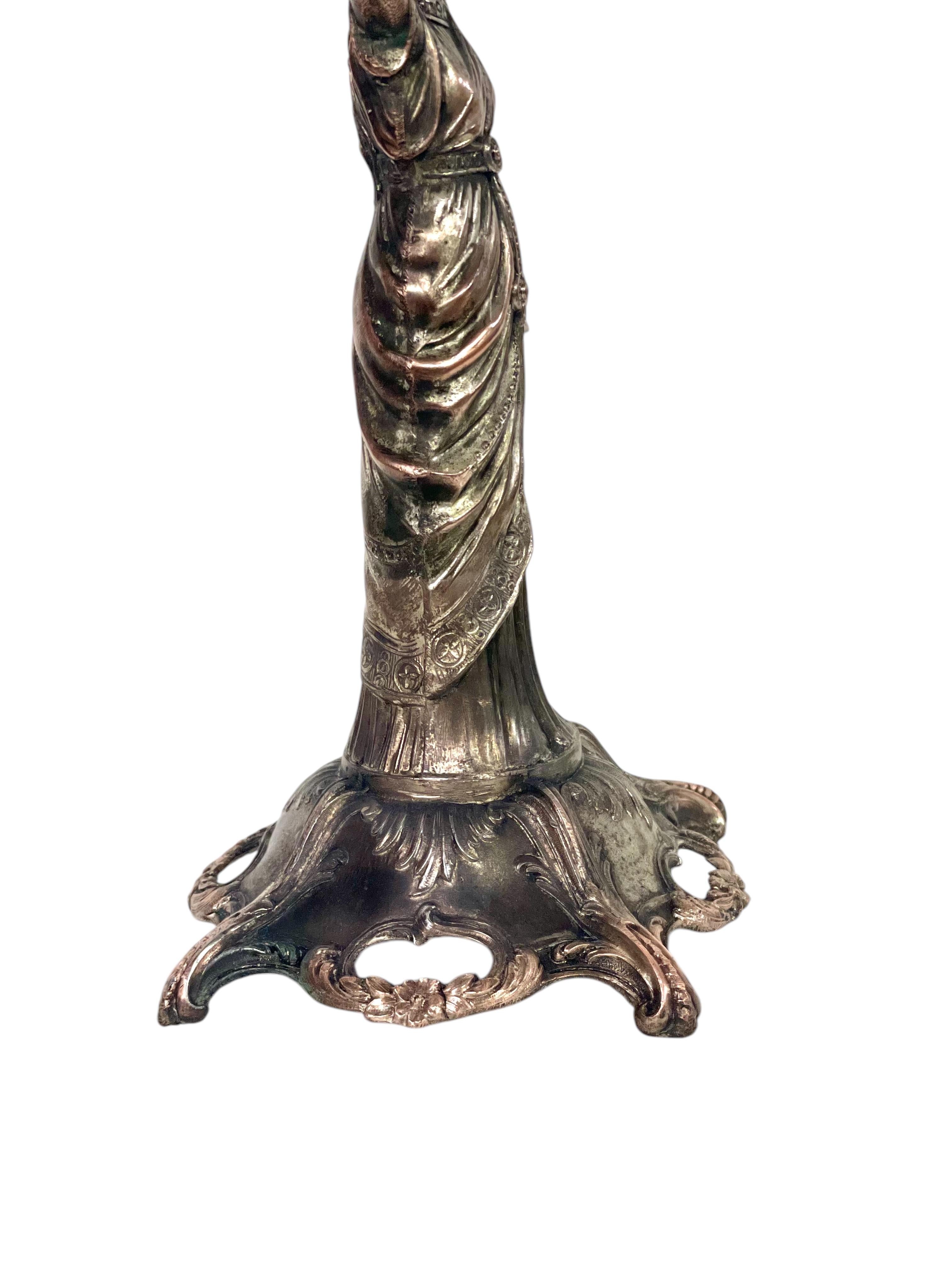 19th Century Silvered Bronze Table Psyche Mirror For Sale 2