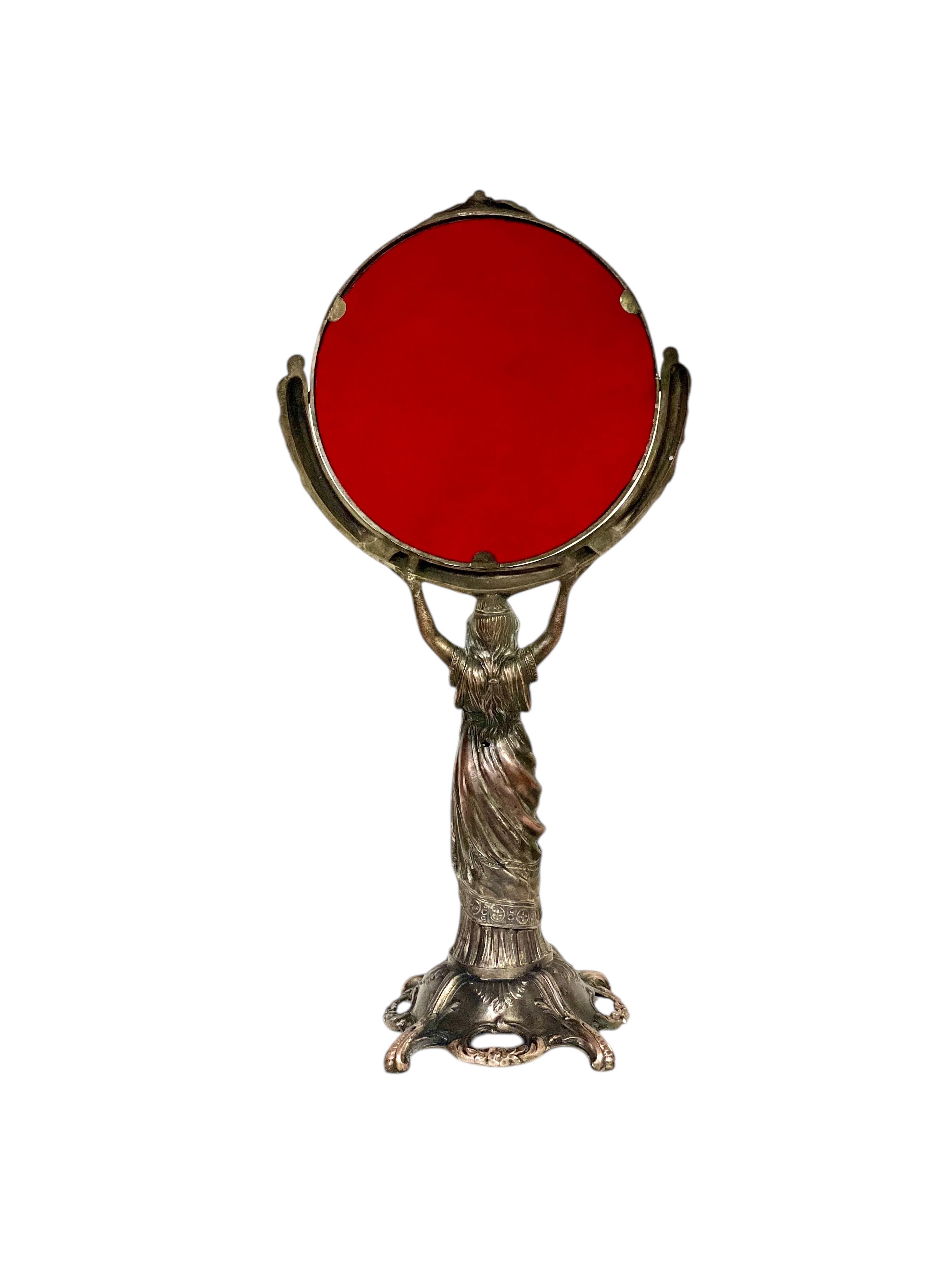 19th Century Silvered Bronze Table Psyche Mirror For Sale 3