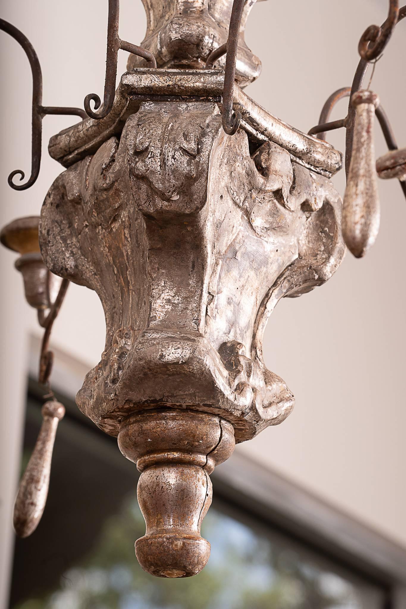 Beautiful 19th century Italian chandelier silvered.