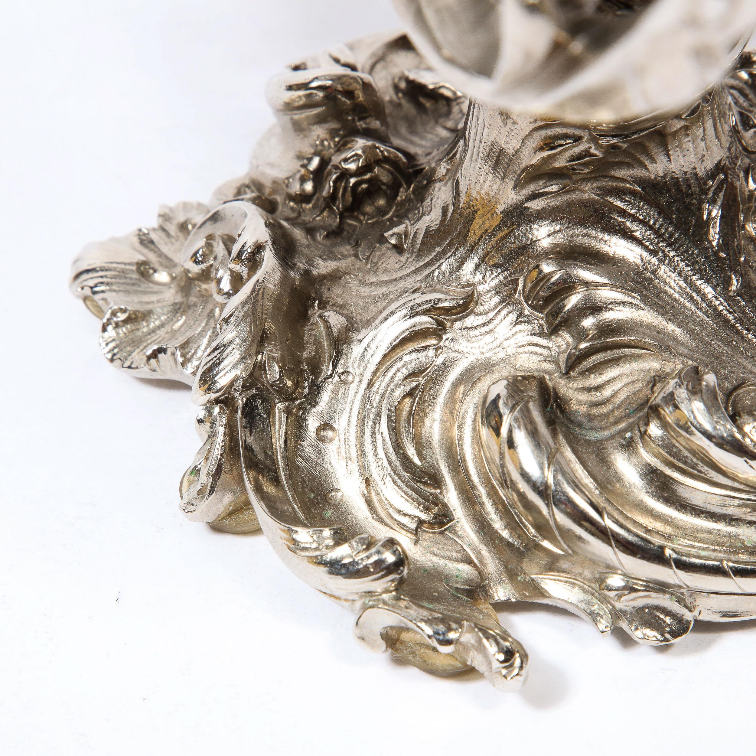 19th Century Silvered Ormolu Footed Stylized Shell Bowl by Les Freres For Sale 10
