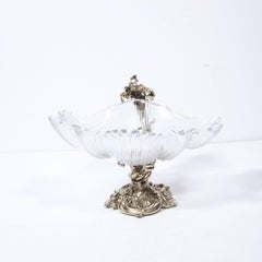 19th Century Silvered Ormolu Footed Stylized Shell Bowl by Les Freres
