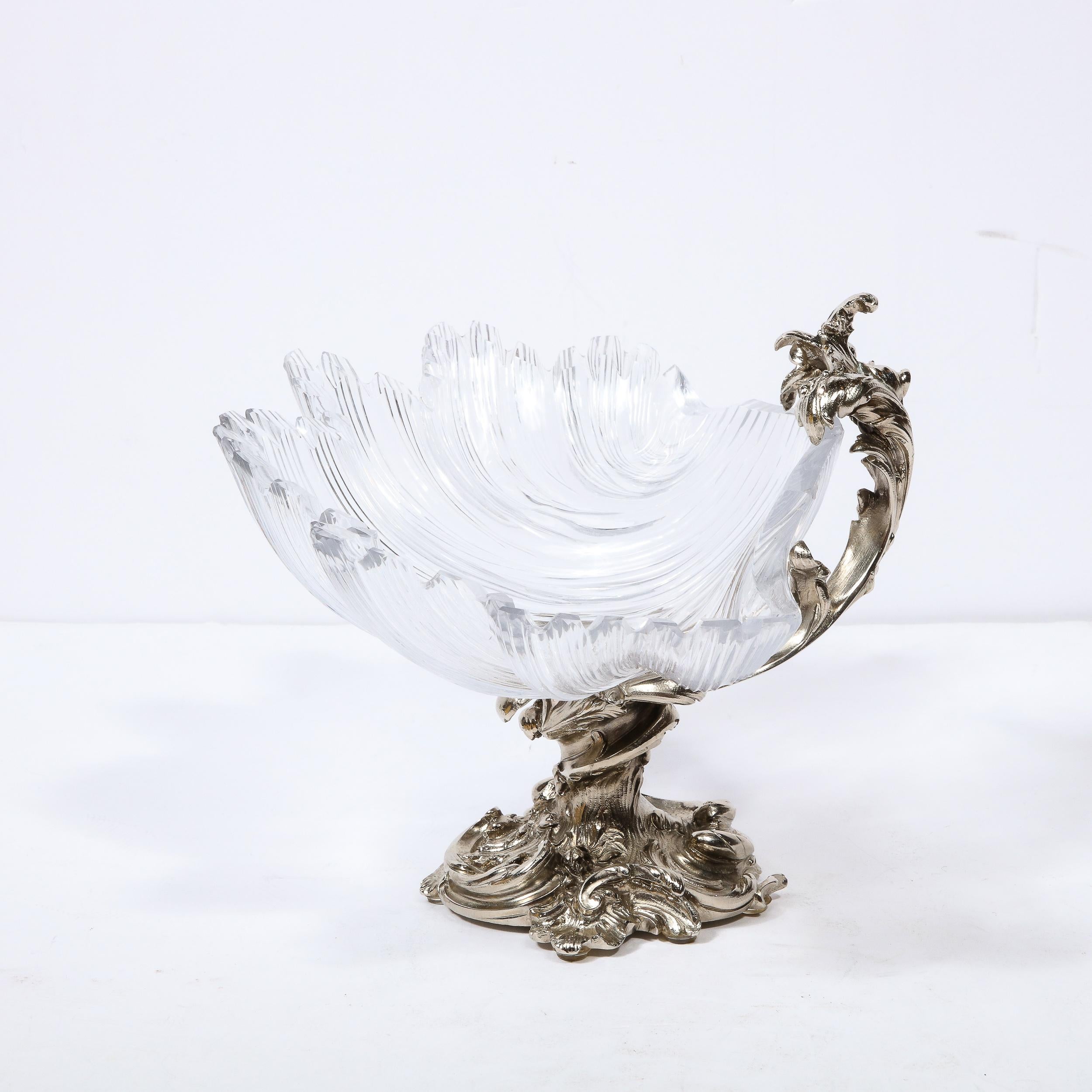 19th Century Silvered Ormolu Footed Stylized Shell Bowl by Les Freres In Excellent Condition For Sale In New York, NY