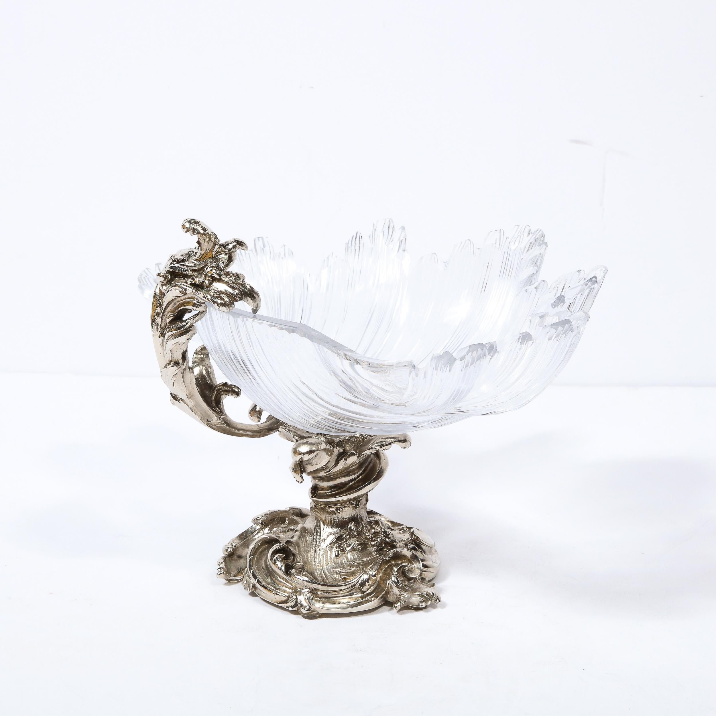 19th Century Silvered Ormolu Footed Stylized Shell Bowl by Les Freres For Sale 2
