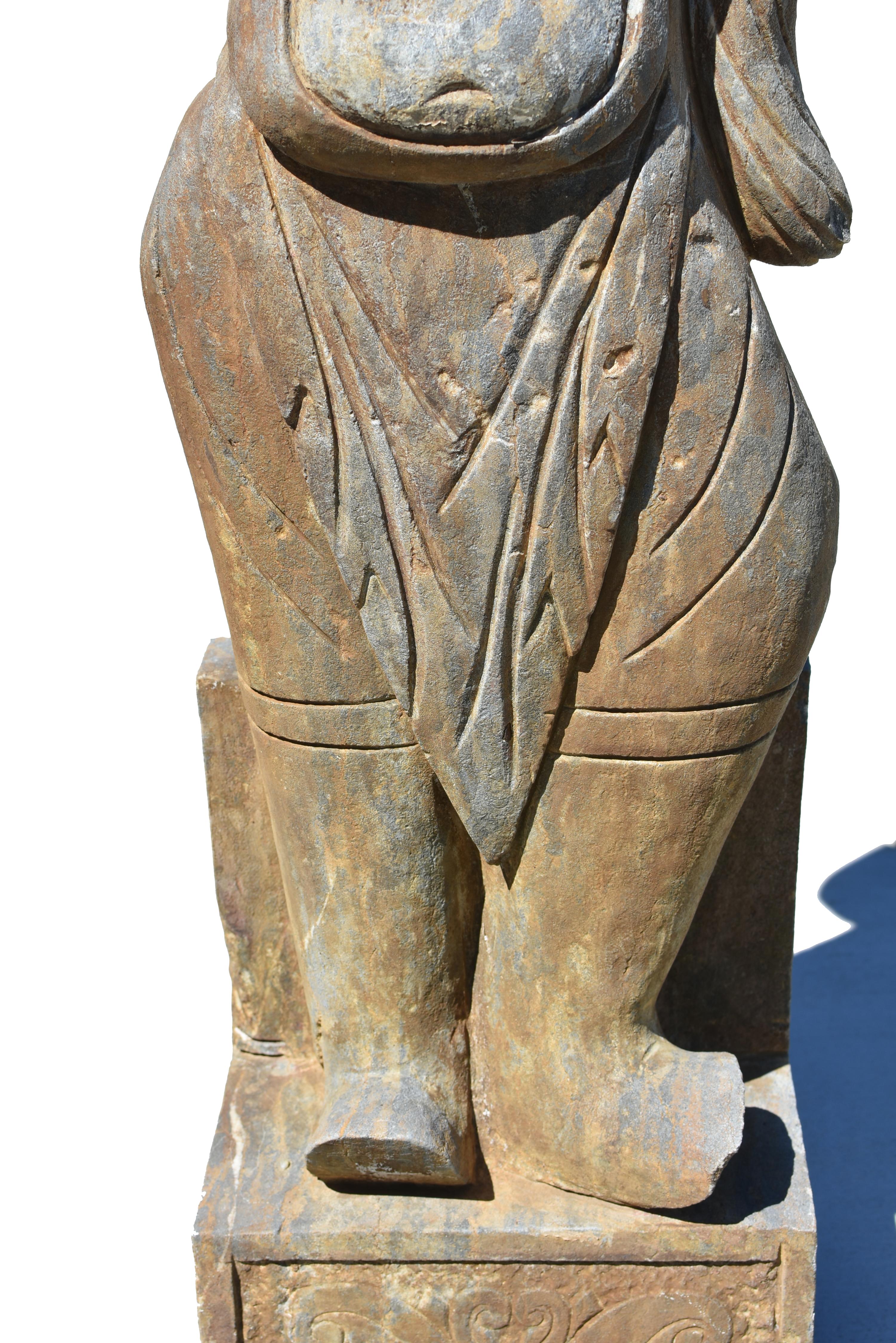 Silvered Solid Stone Dancer Statue 10