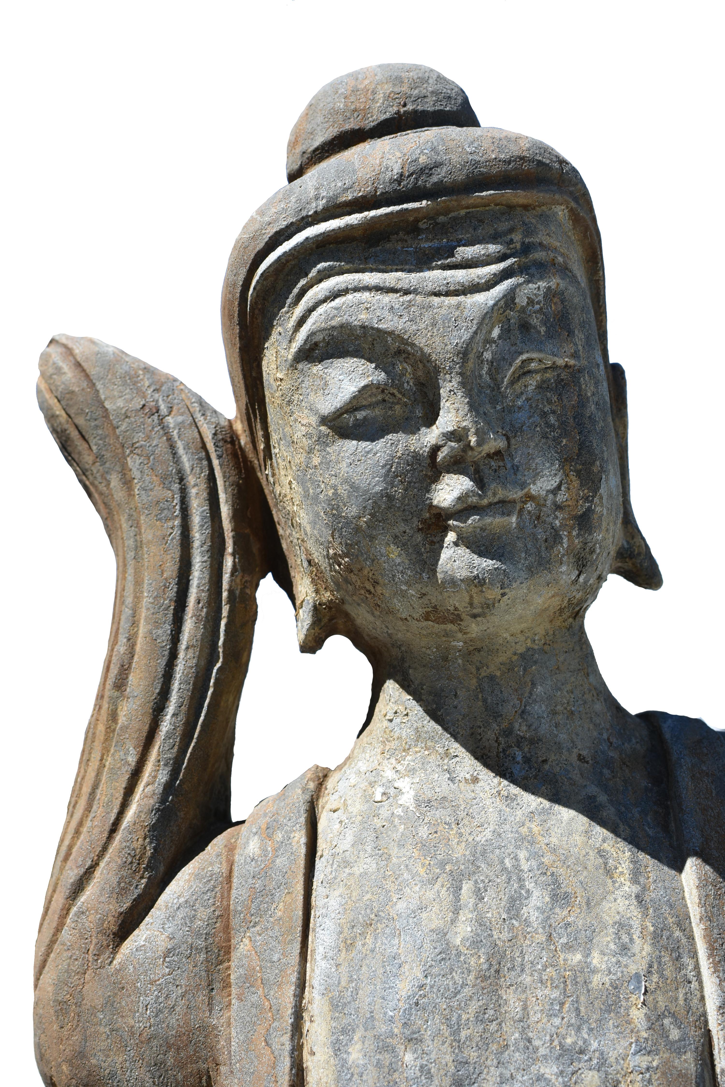Silvered Solid Stone Dancer Statue 11