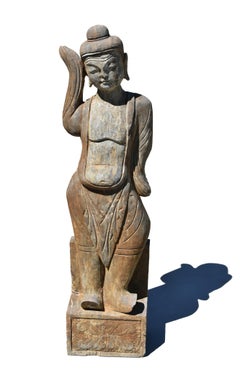 Silvered Solid Stone Dancer Statue