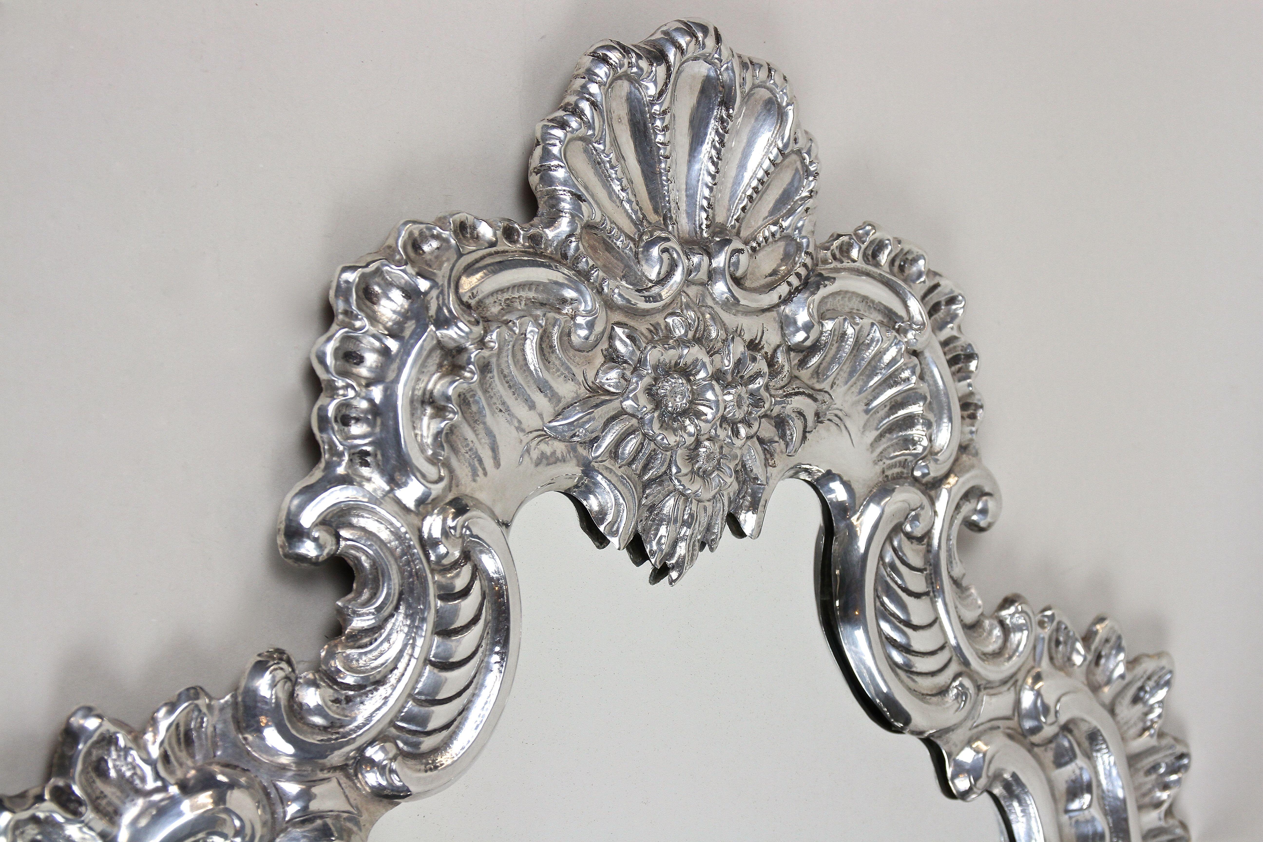 Art Nouveau 19th Century Silvered Venetian Wall Mirror, Italy, circa 1890 For Sale