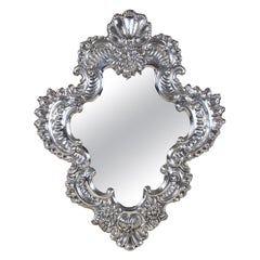 Espejo de pared veneciano plateado del siglo XIX, Italia, hacia 1890