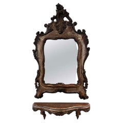 19th Century Silverleaf Louis XV Mirror and Console