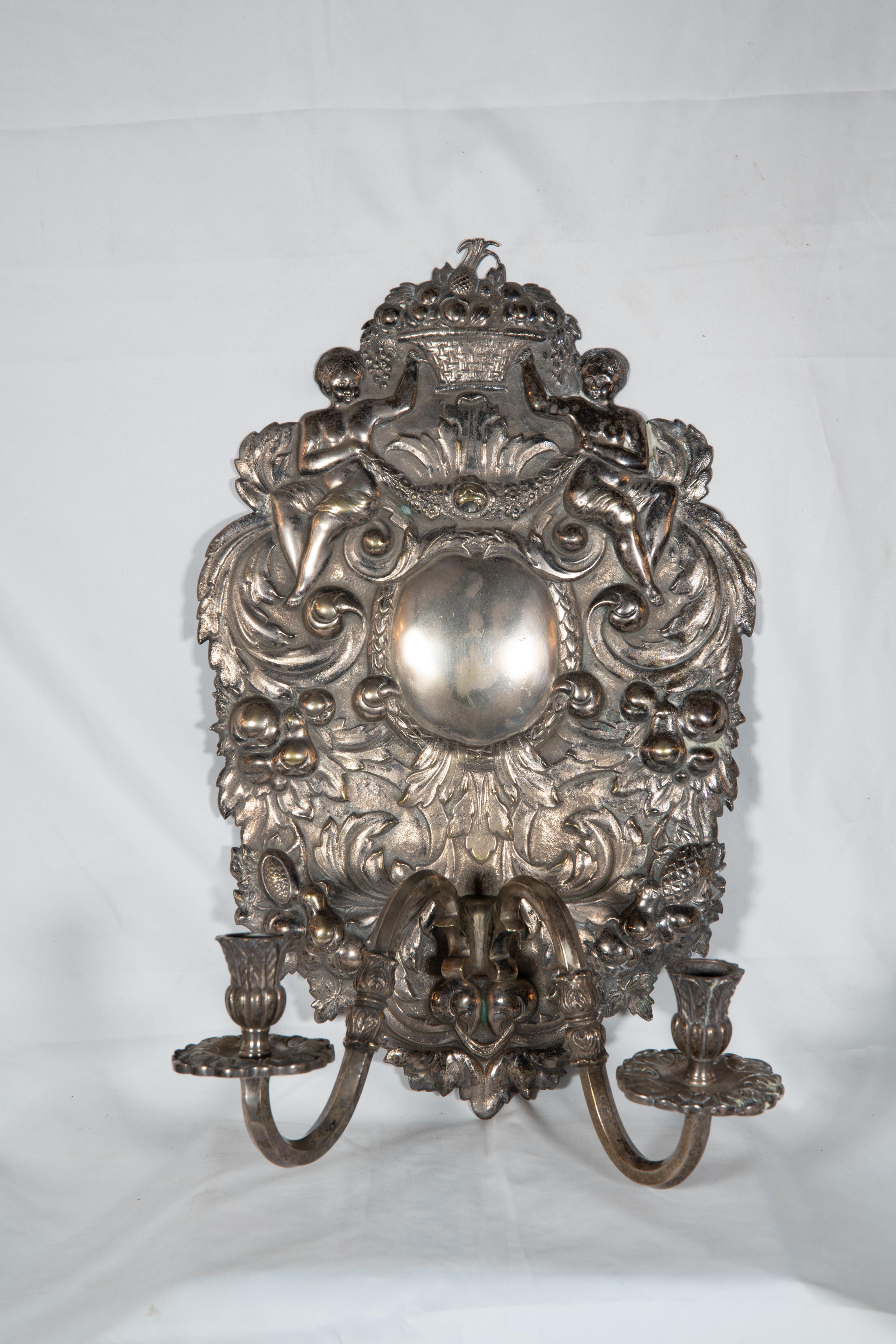 Applique da parete in silverplate del XIX secolo In condizioni buone in vendita a New York, NY