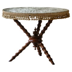 19th century simulated bamboo Gypsy side table in Antique velvet