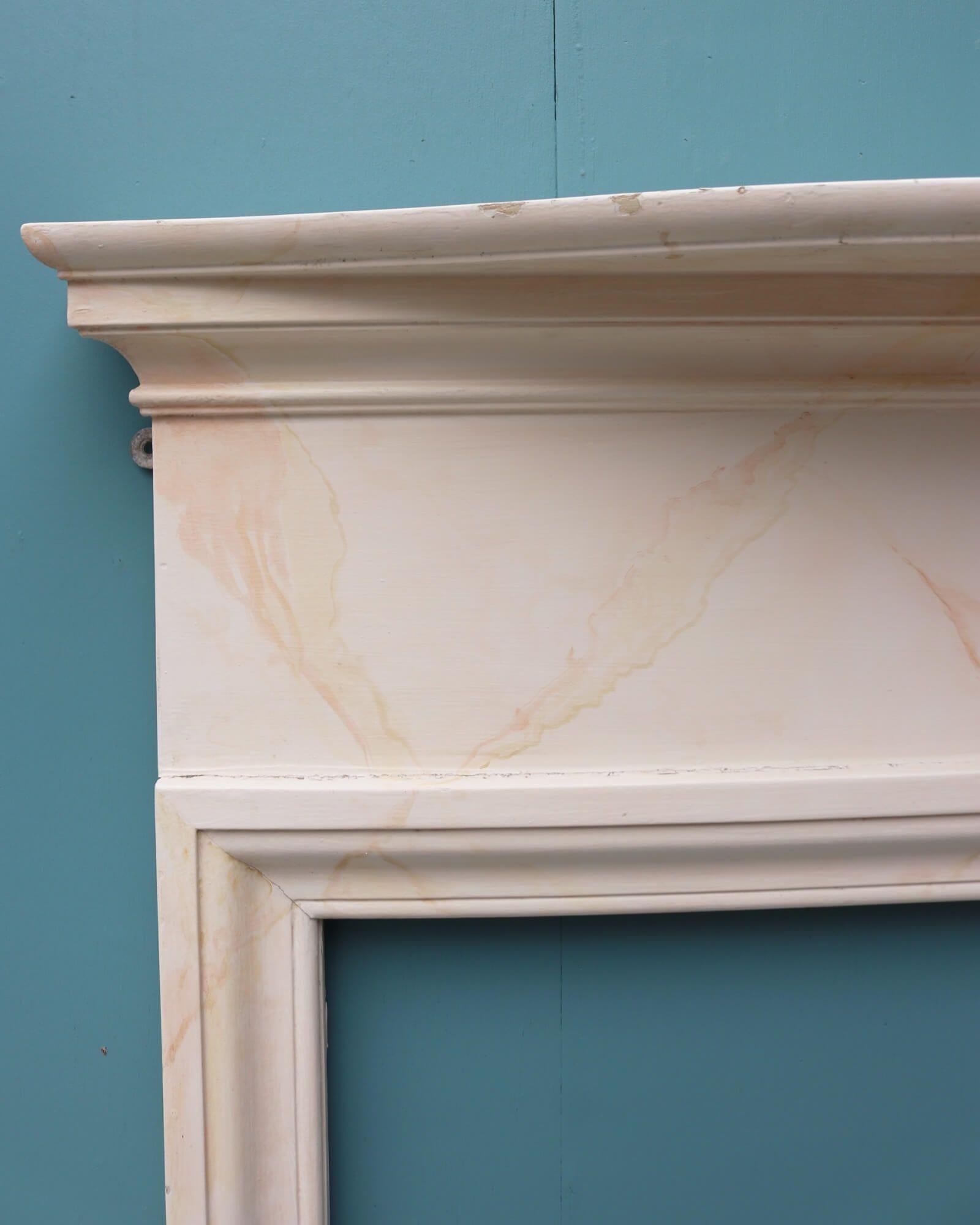 Pine 19th Century Simulated Marble Painted Fire Mantel For Sale