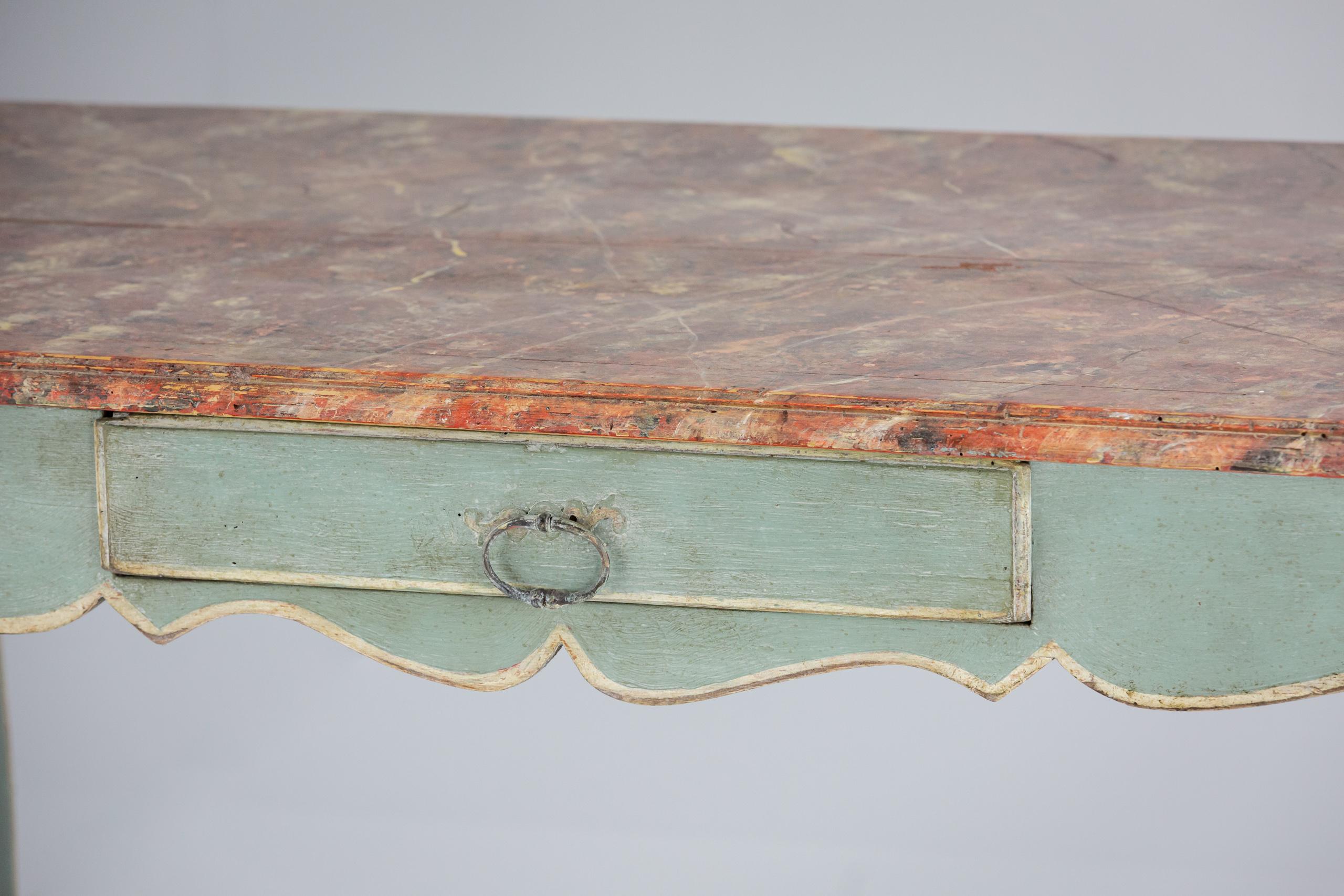 Wood 19th Century Simulated Marble Painted Italian Desk For Sale