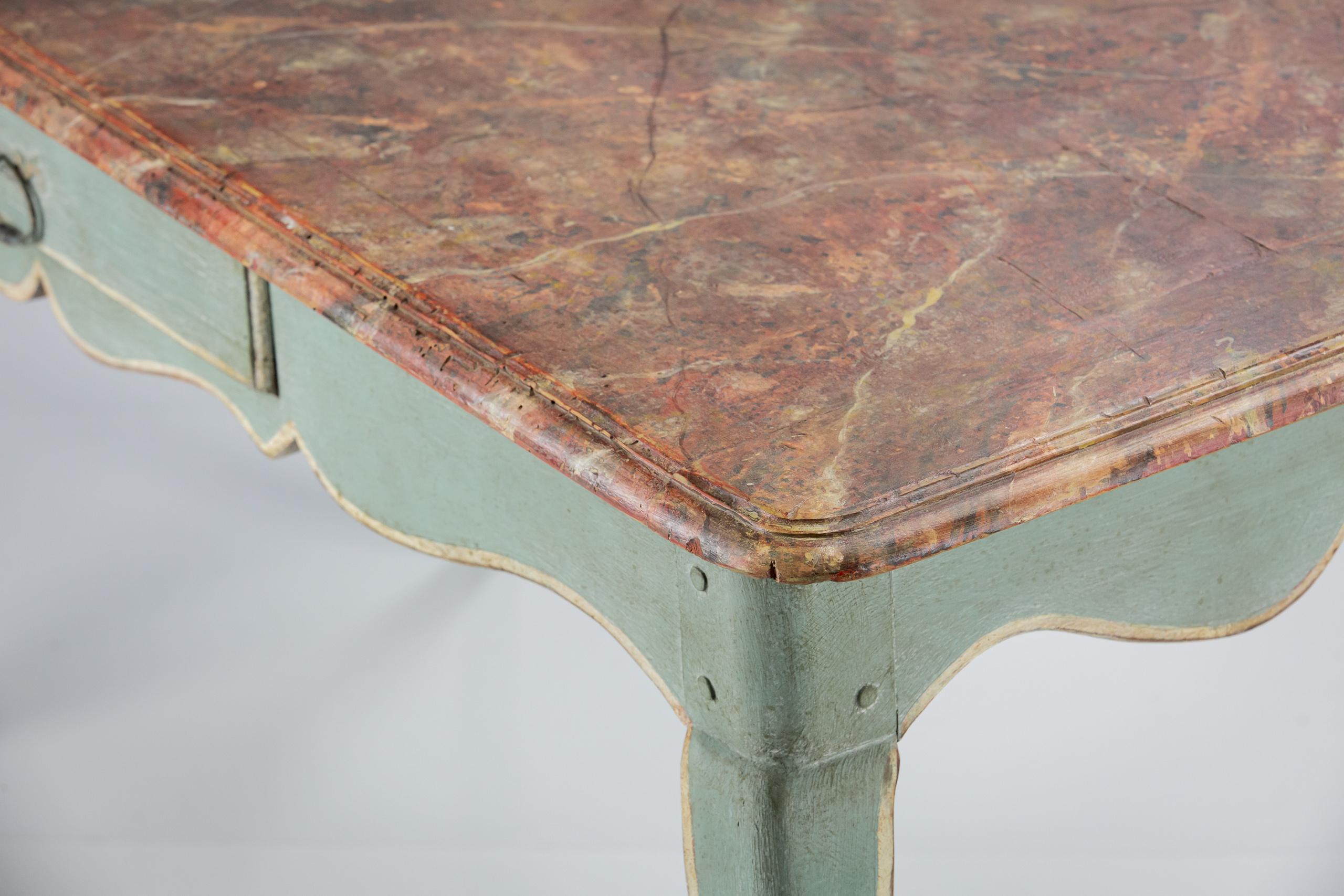 19th Century Simulated Marble Painted Italian Desk For Sale 4