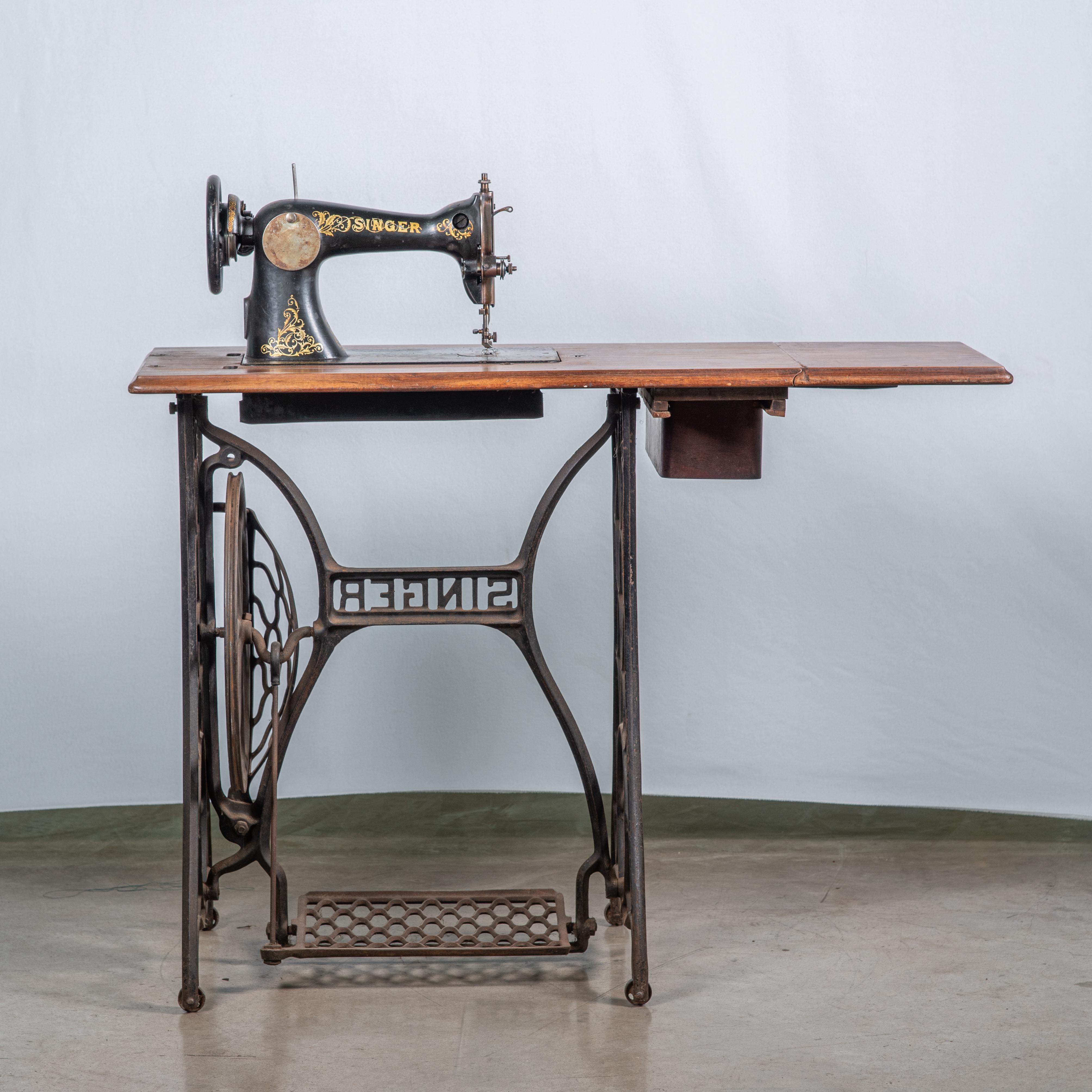 Oak 19th Century Singer Sewing Machine For Sale
