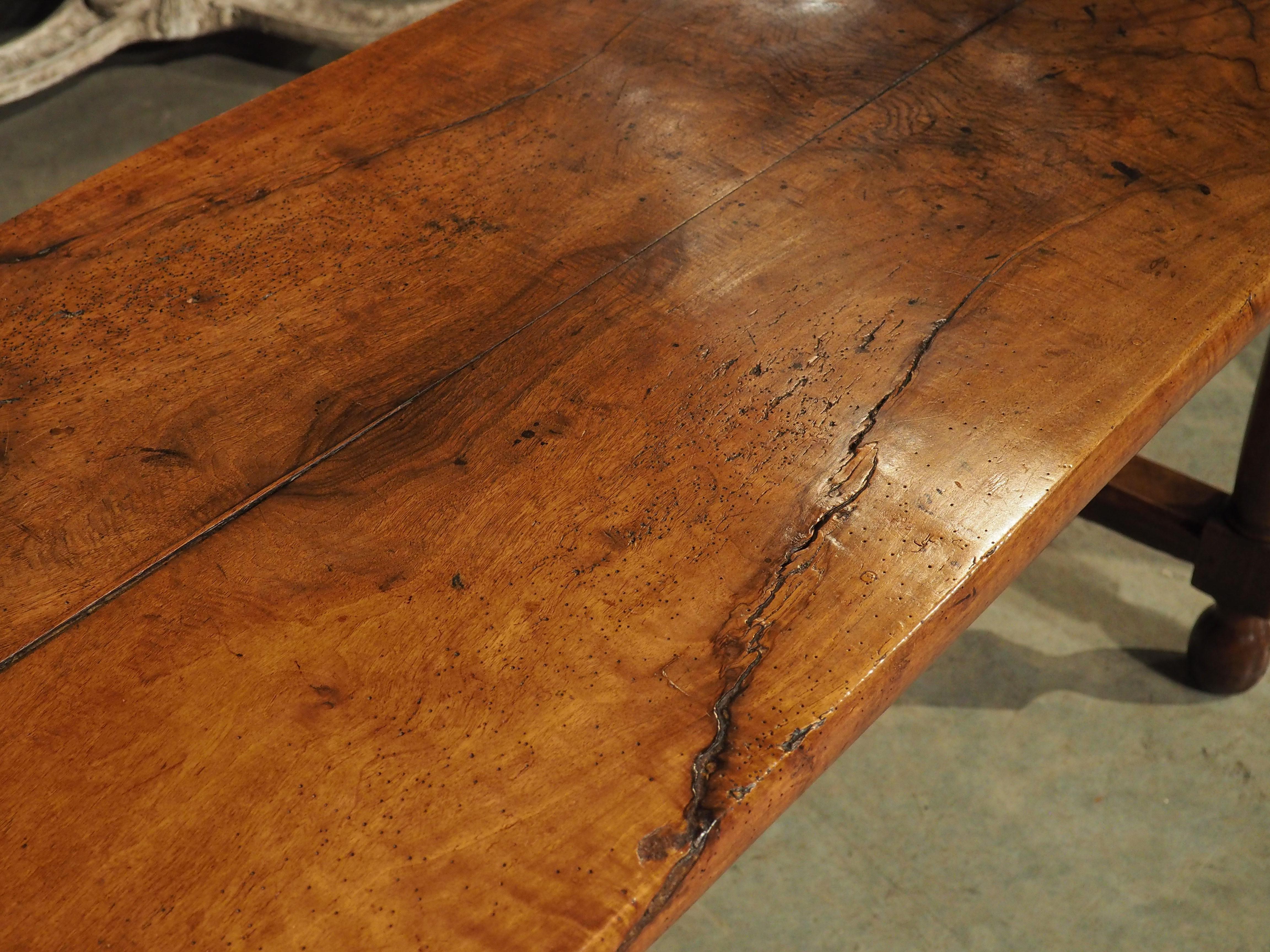 19th Century Single Burl Walnut Plank Table from Normandy, France For Sale 8