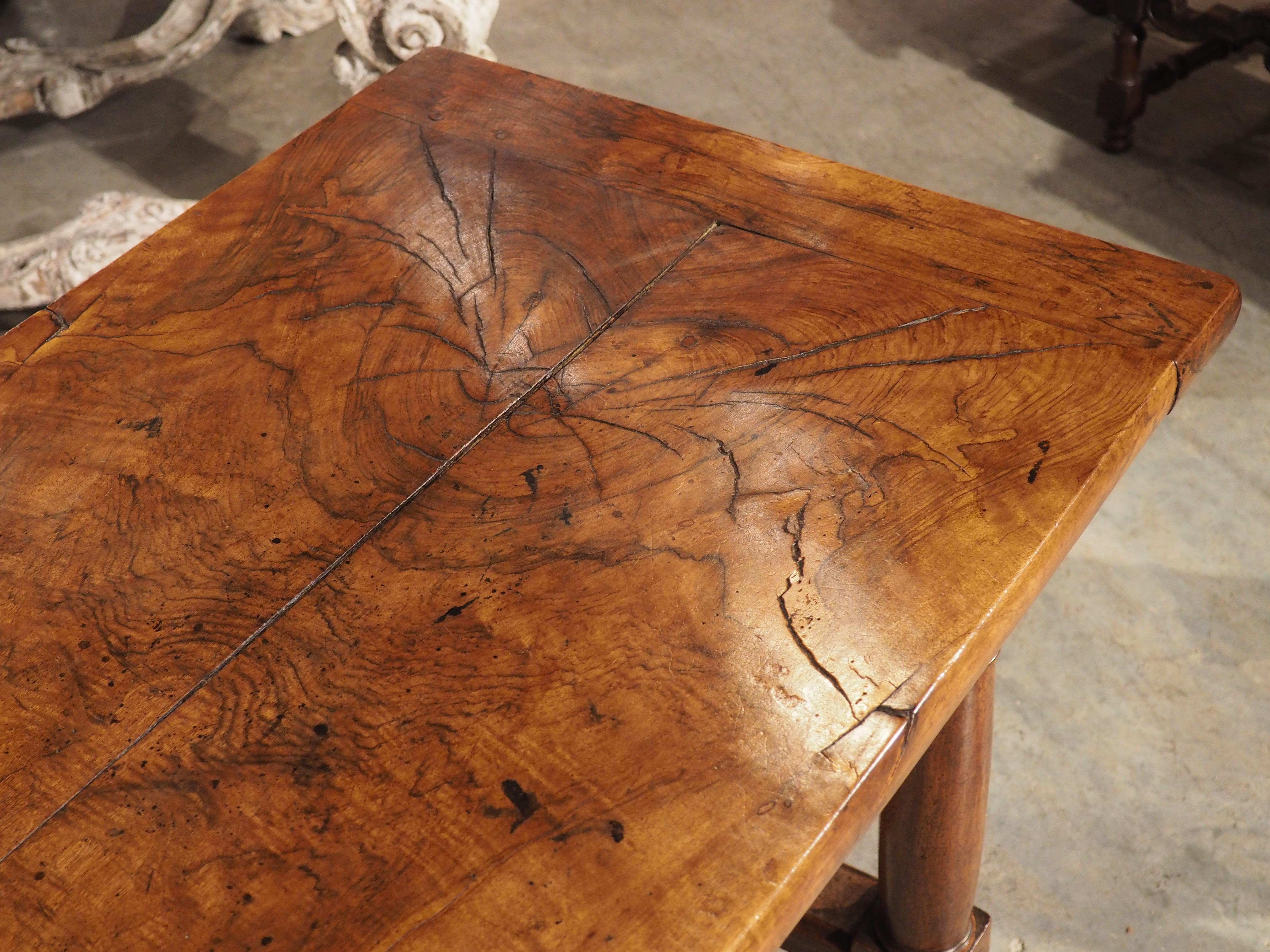 19th Century Single Burl Walnut Plank Table from Normandy, France For Sale 9