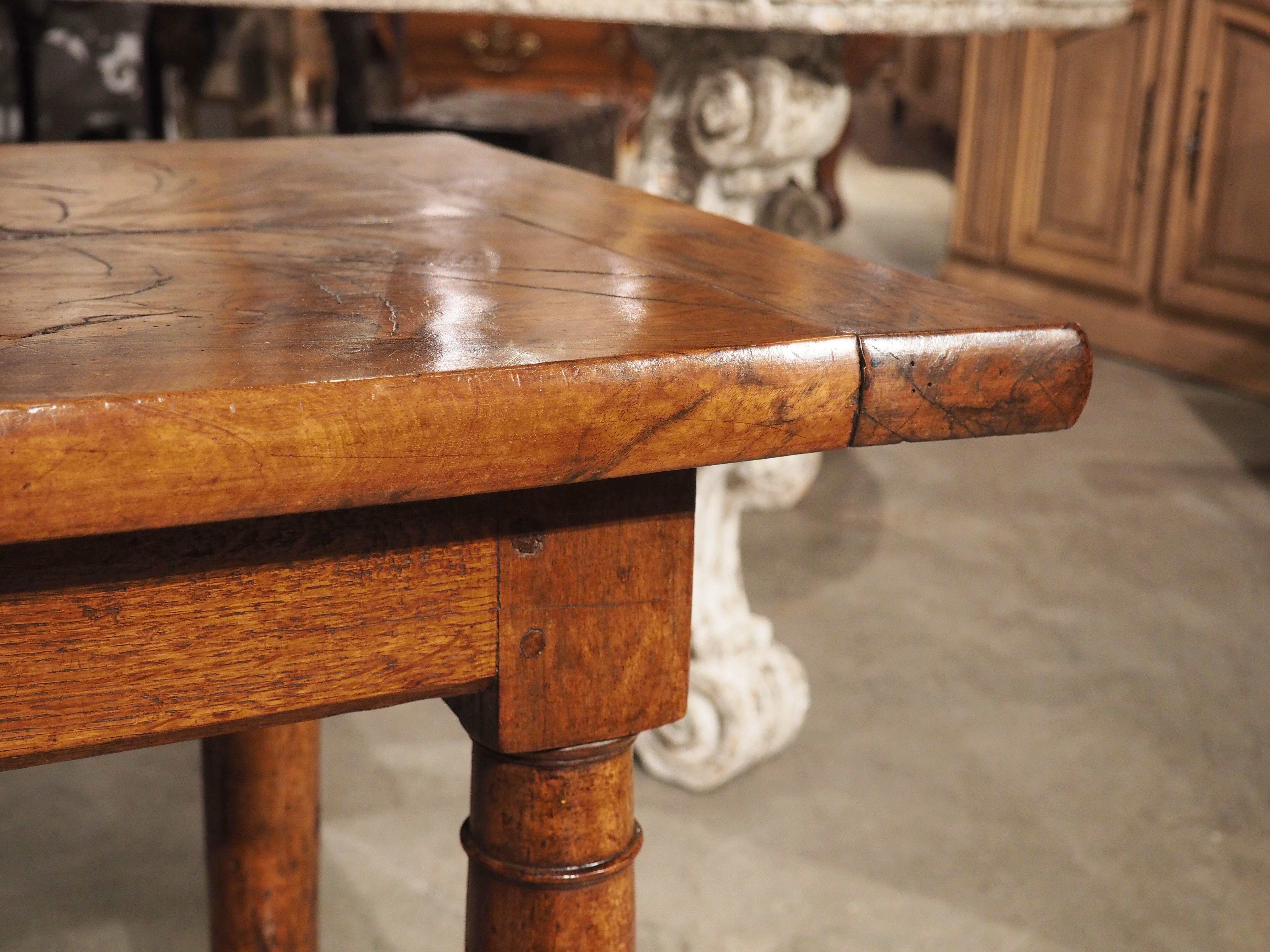 19th Century Single Burl Walnut Plank Table from Normandy, France For Sale 14