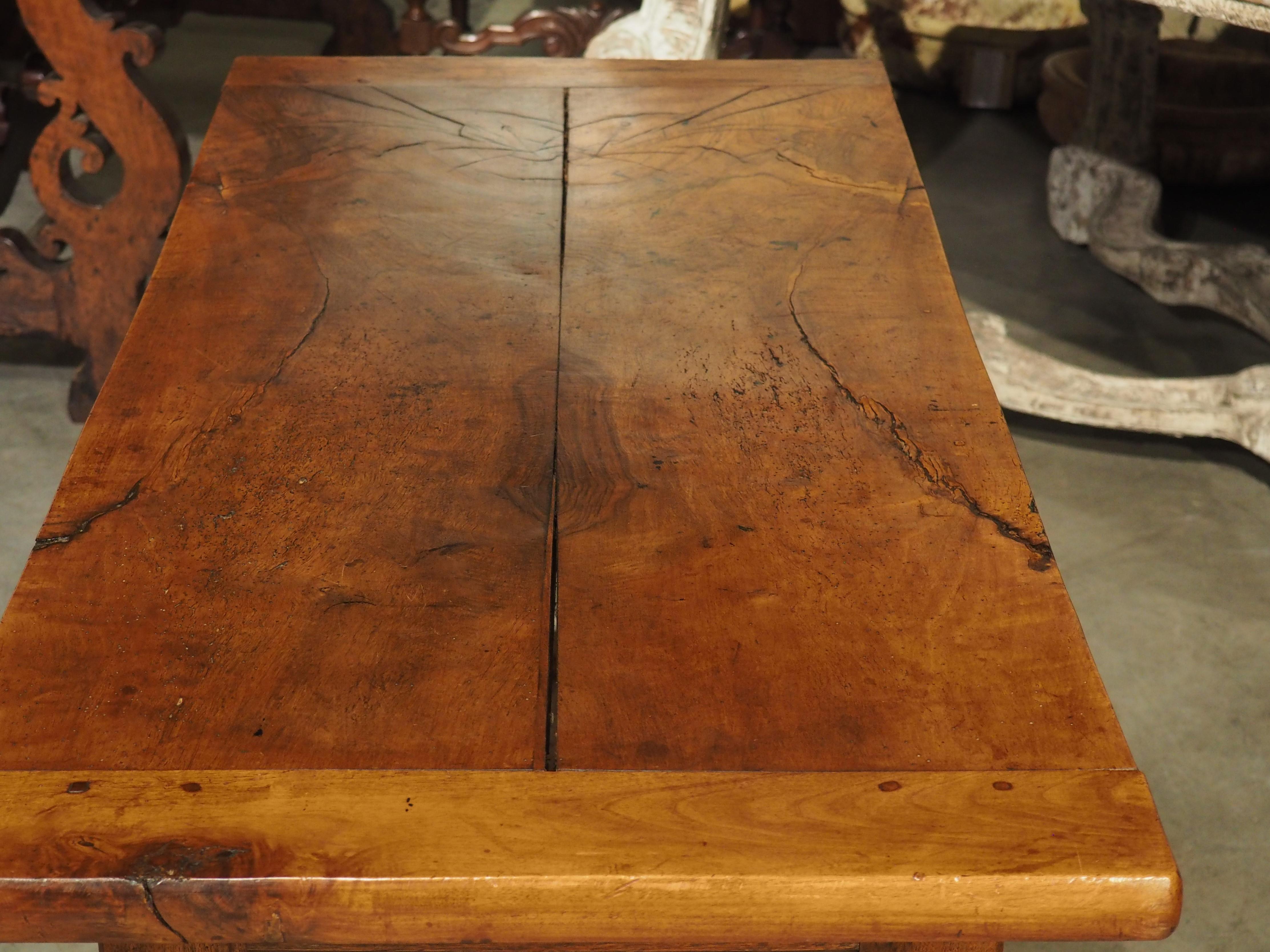 Hand-Carved 19th Century Single Burl Walnut Plank Table from Normandy, France For Sale