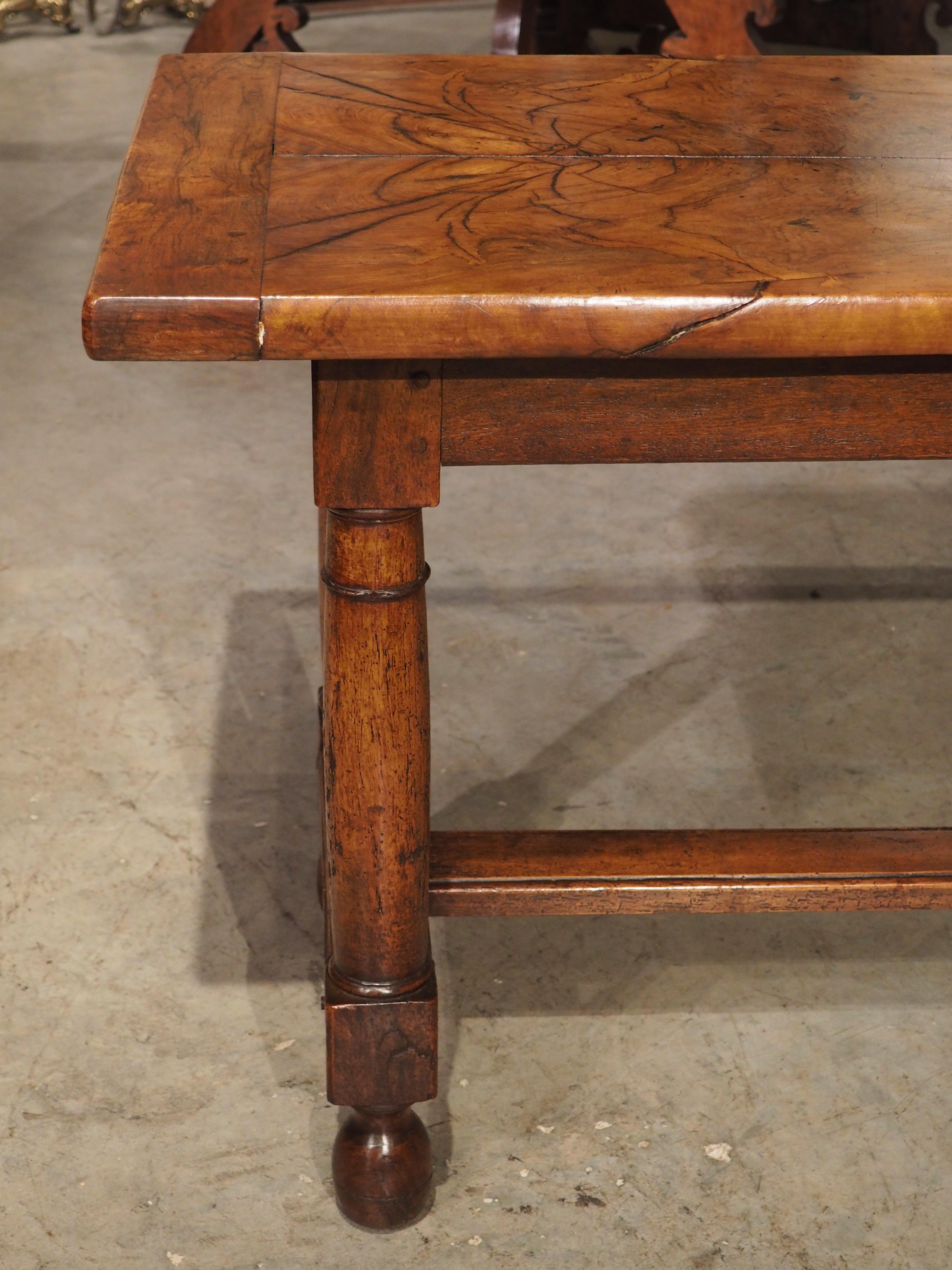 19th Century Single Burl Walnut Plank Table from Normandy, France For Sale 3