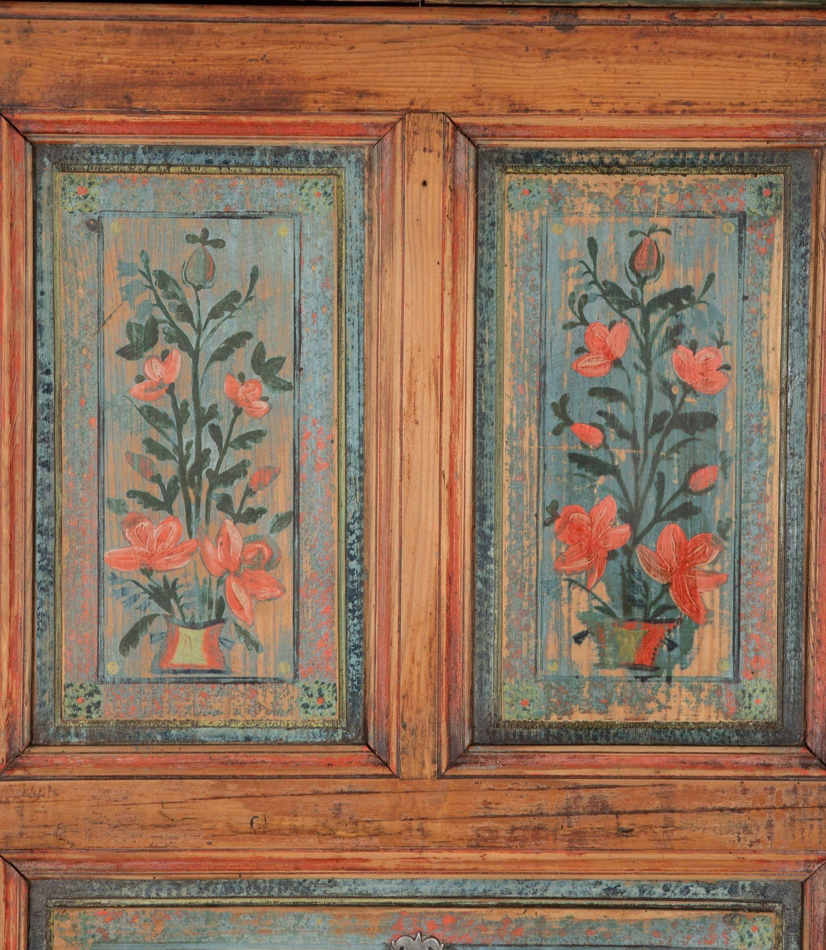 French 19th Century Single Door Armoire with Original Floral Painted Decoration For Sale