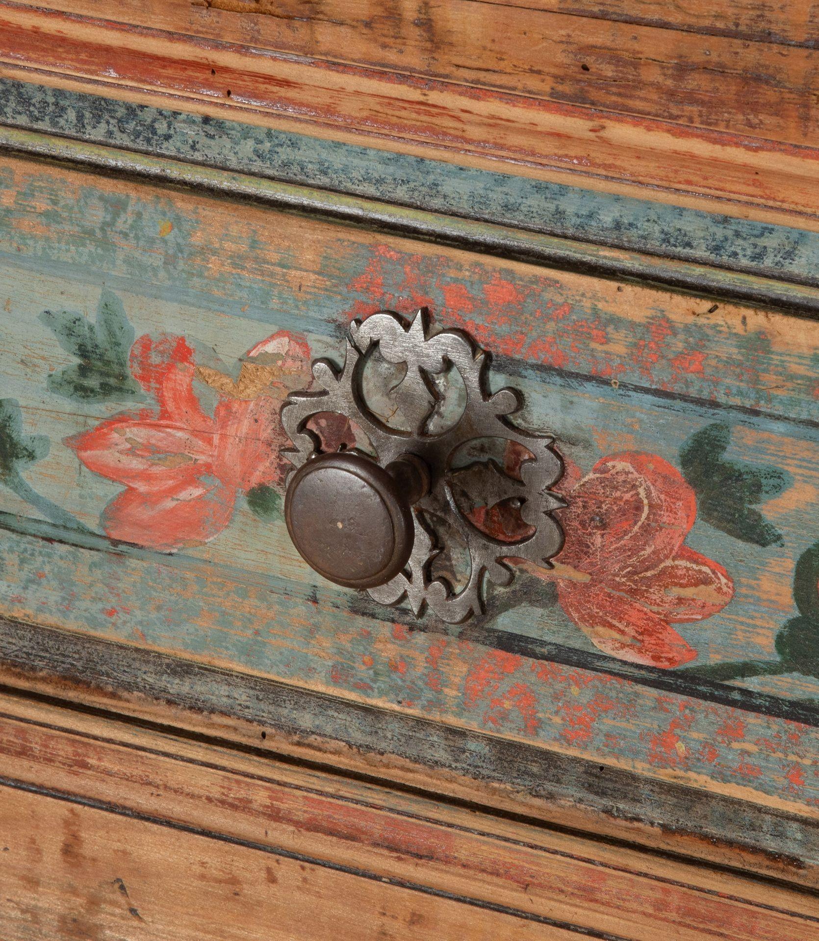 Pine 19th Century Single Door Armoire with Original Floral Painted Decoration For Sale