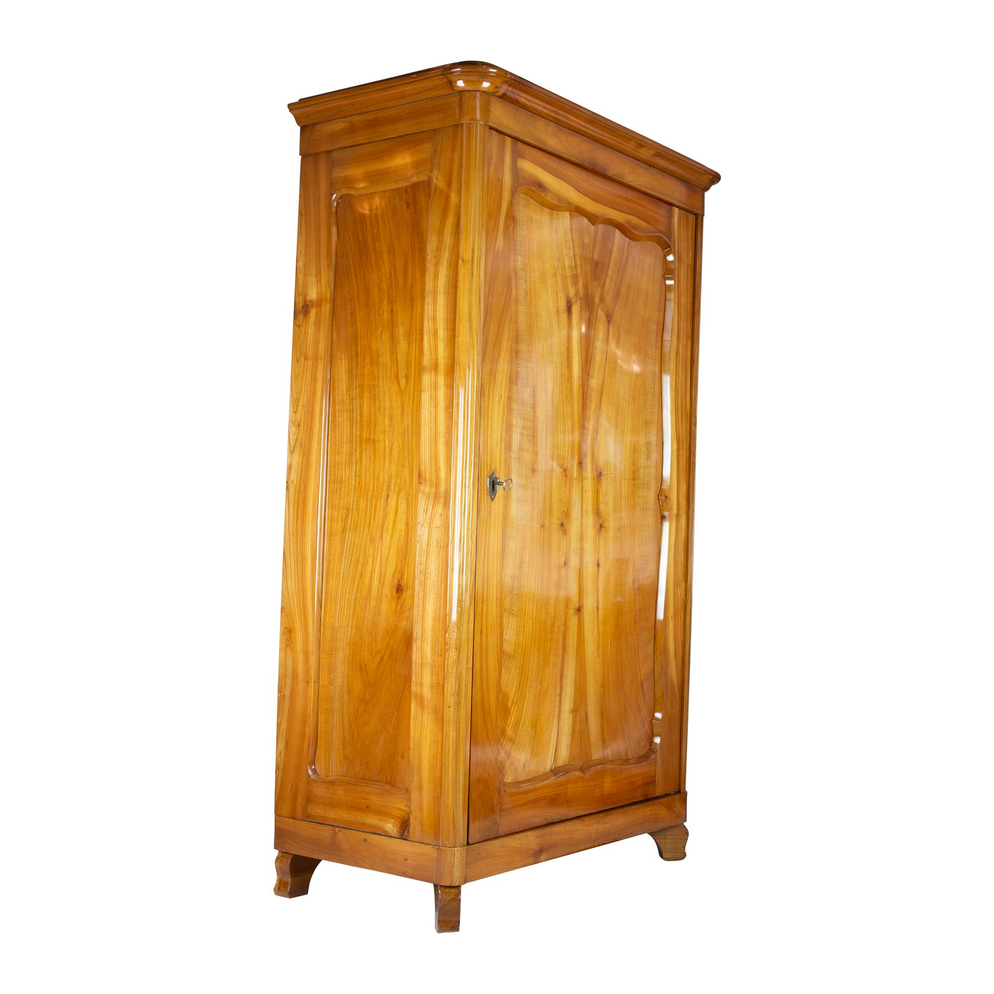 19th Century Single Door Viennese Biedermeier Cherrywood Wardrobe For Sale 1