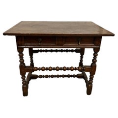 Antique 19th Century Single Drawer Bobbin Leg Table