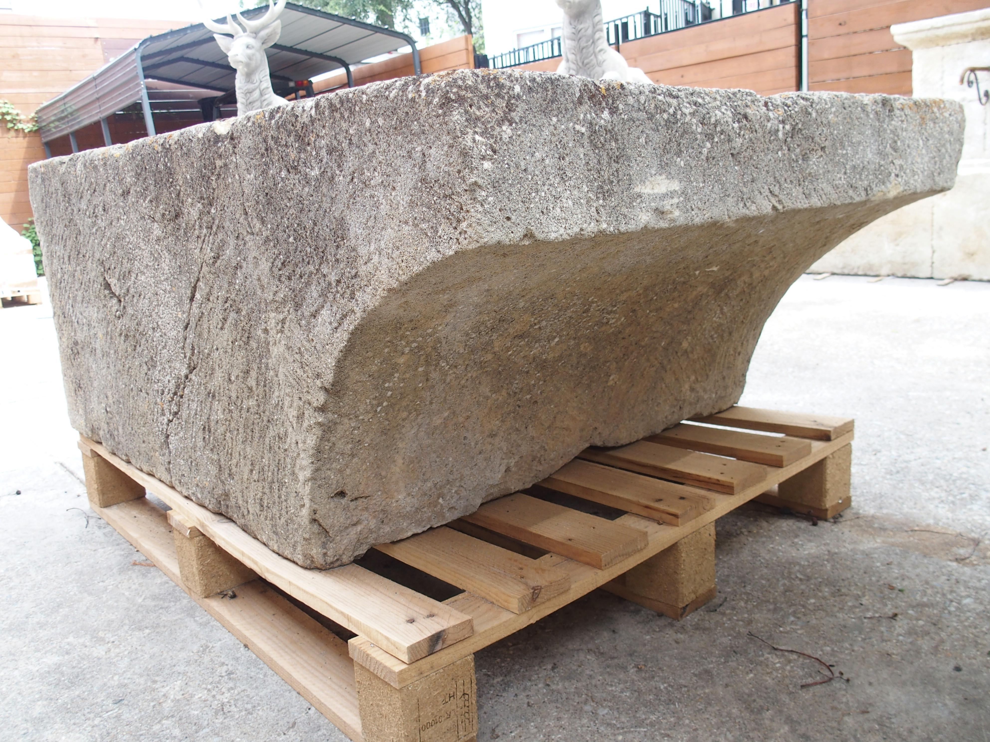 19th Century Single Limestone Block Lavoir Wash Trough from Burgundy, France For Sale 6