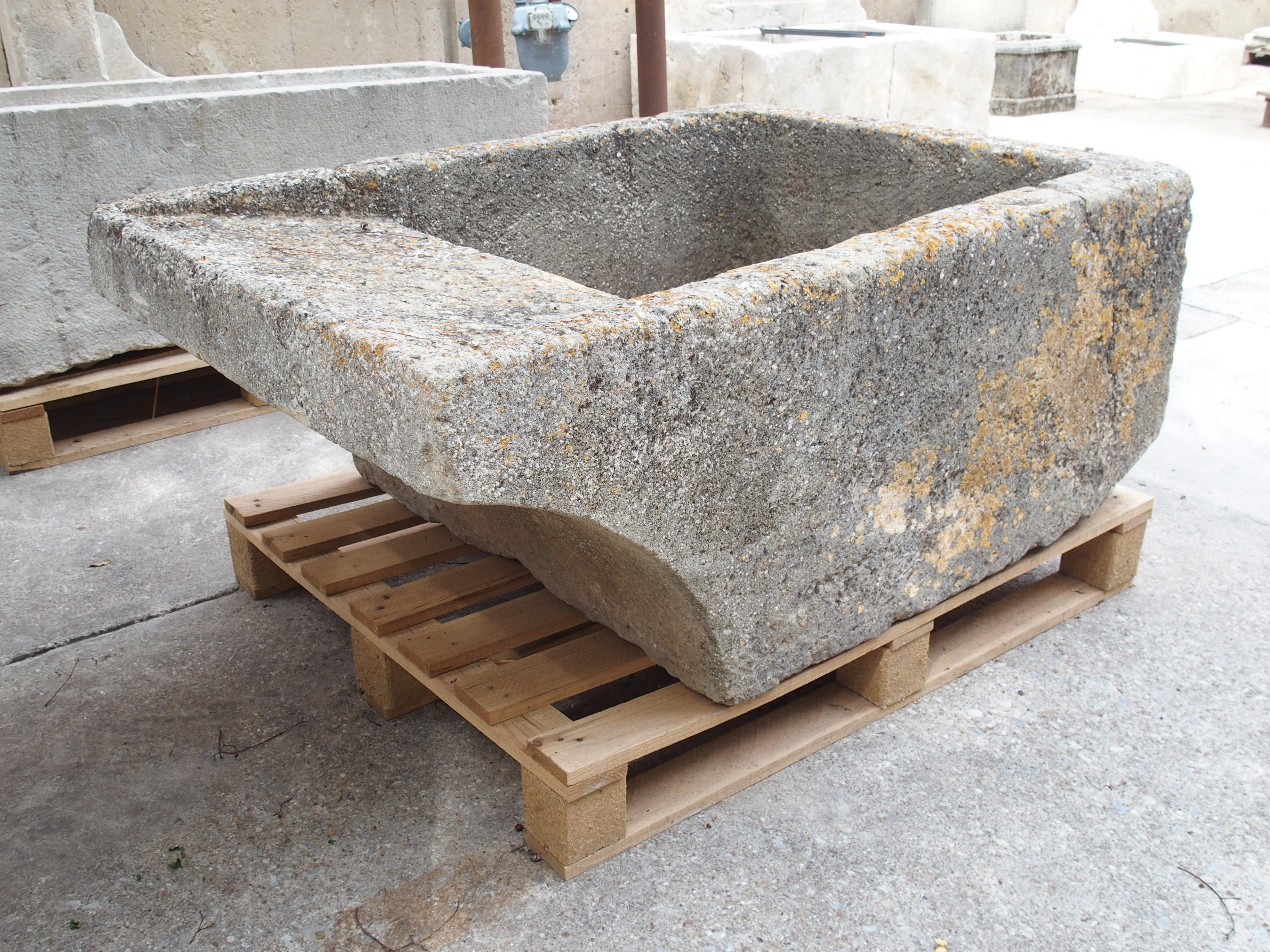 19th Century Single Limestone Block Lavoir Wash Trough from Burgundy, France For Sale 10