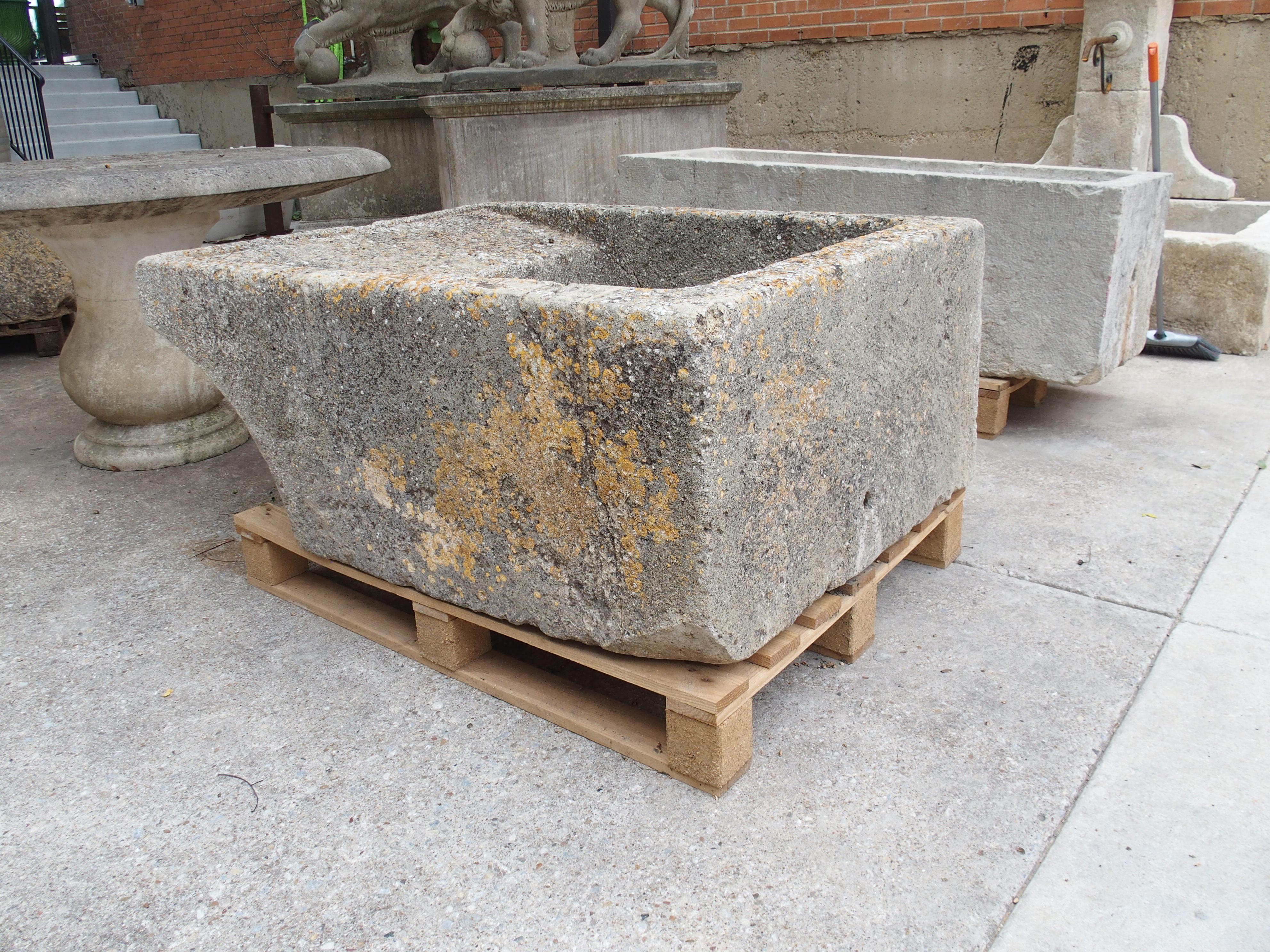 French 19th Century Single Limestone Block Lavoir Wash Trough from Burgundy, France For Sale