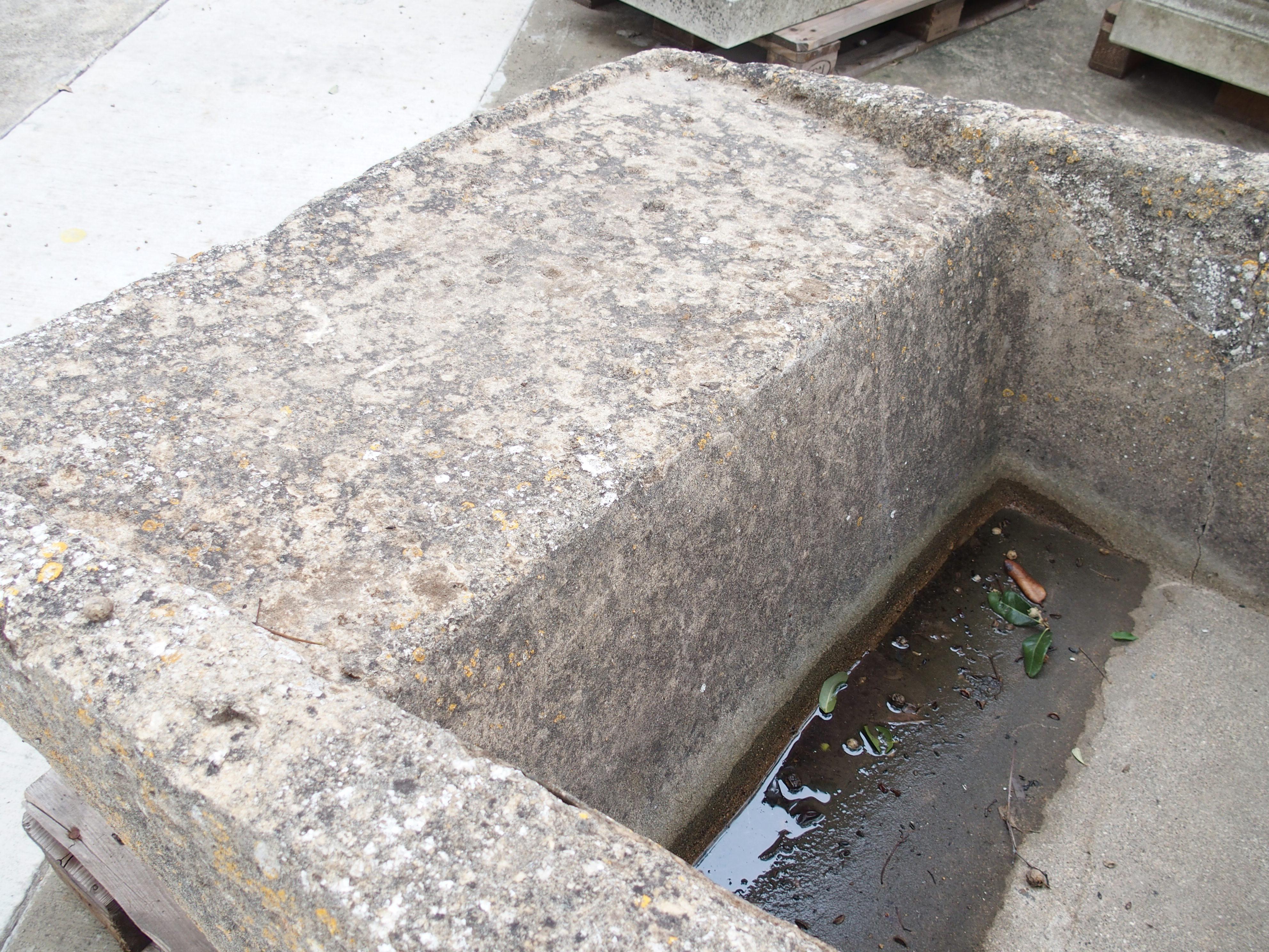 Lavoir à bloc en pierre calcaire du 19e siècle, Bourgogne, France Bon état - En vente à Dallas, TX