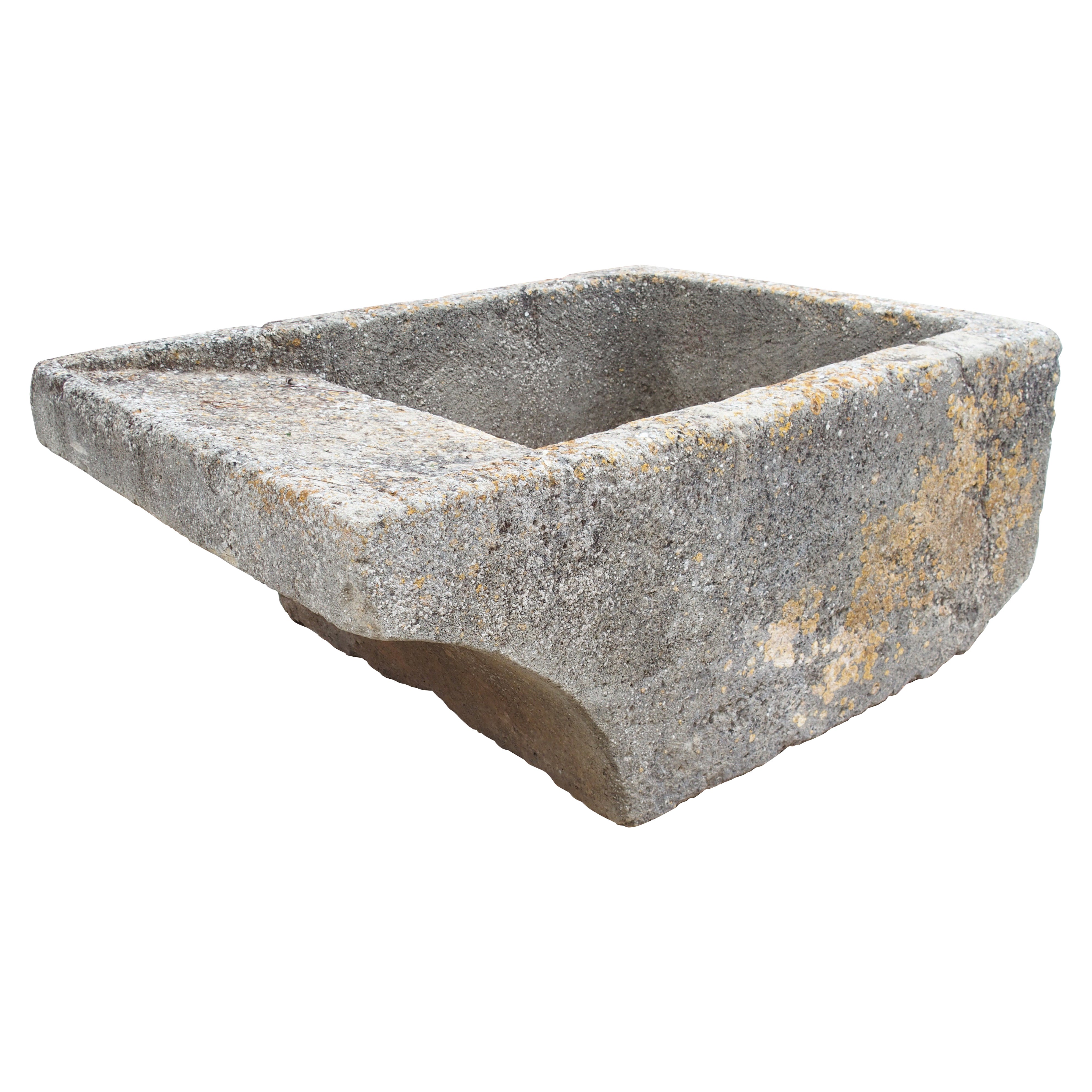 19th Century Single Limestone Block Lavoir Wash Trough from Burgundy, France For Sale