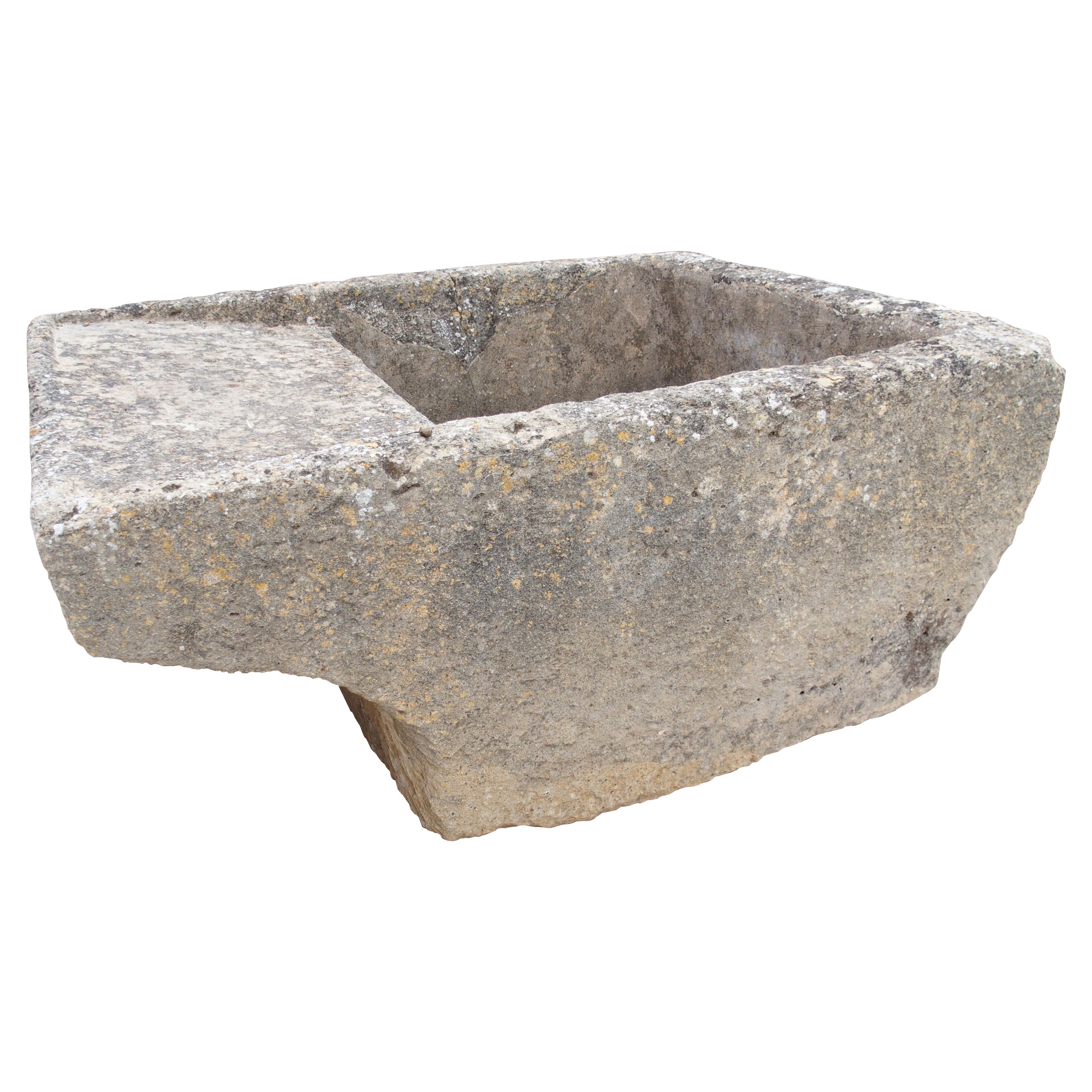 19th Century Single Limestone Block Lavoir Wash Trough from Burgundy, France