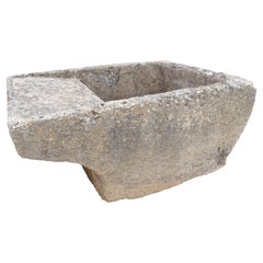 19th Century Single Limestone Block Lavoir Wash Trough from Burgundy, France