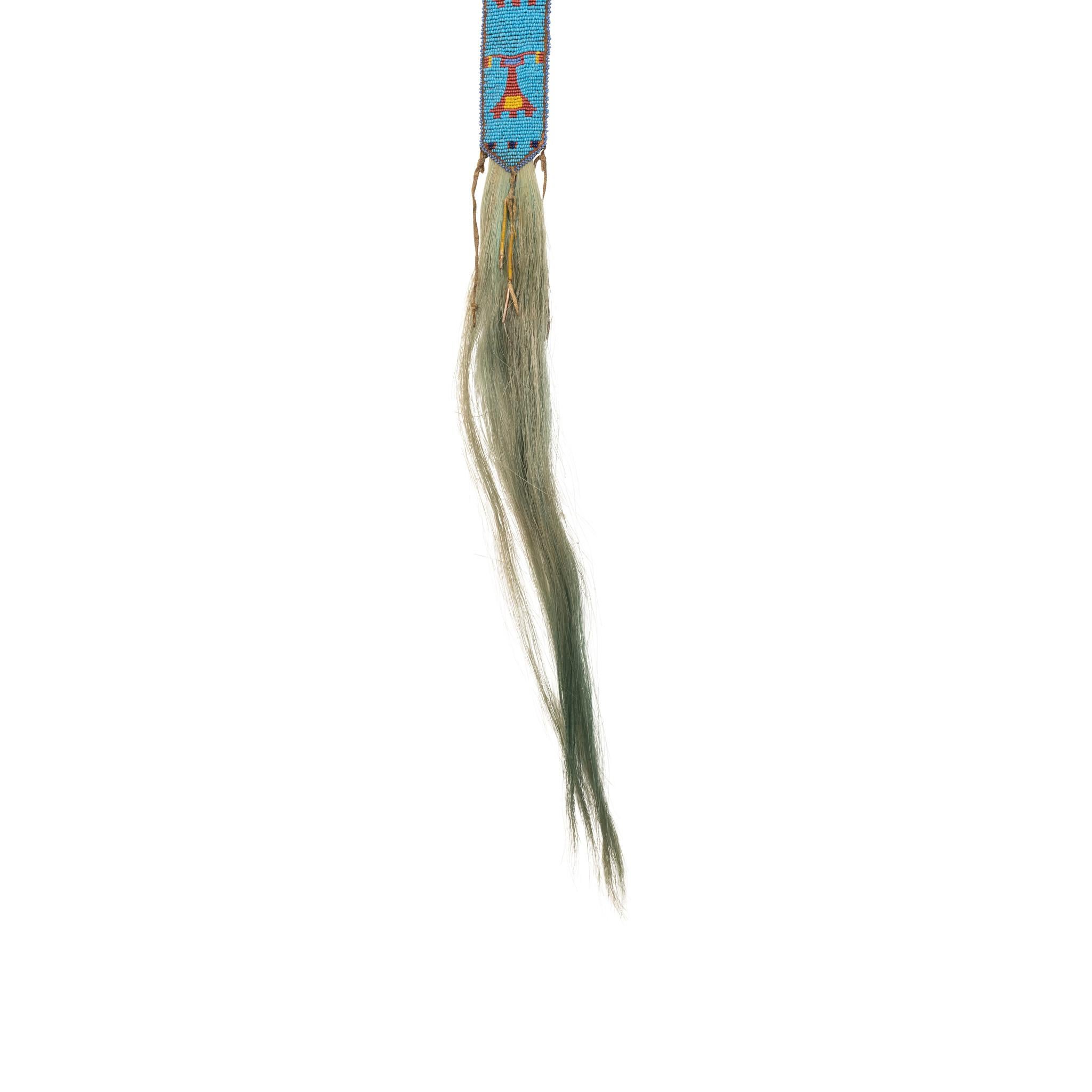 Native American 19th Century Sioux Quilled Hair Drop For Sale