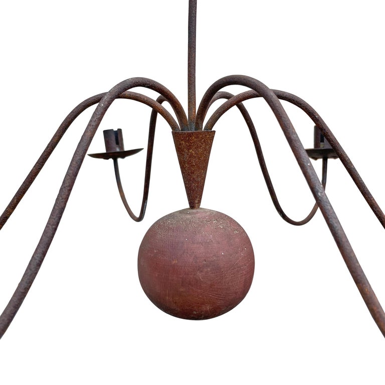 19th Century Six Arm Iron Chandelier For Sale 2