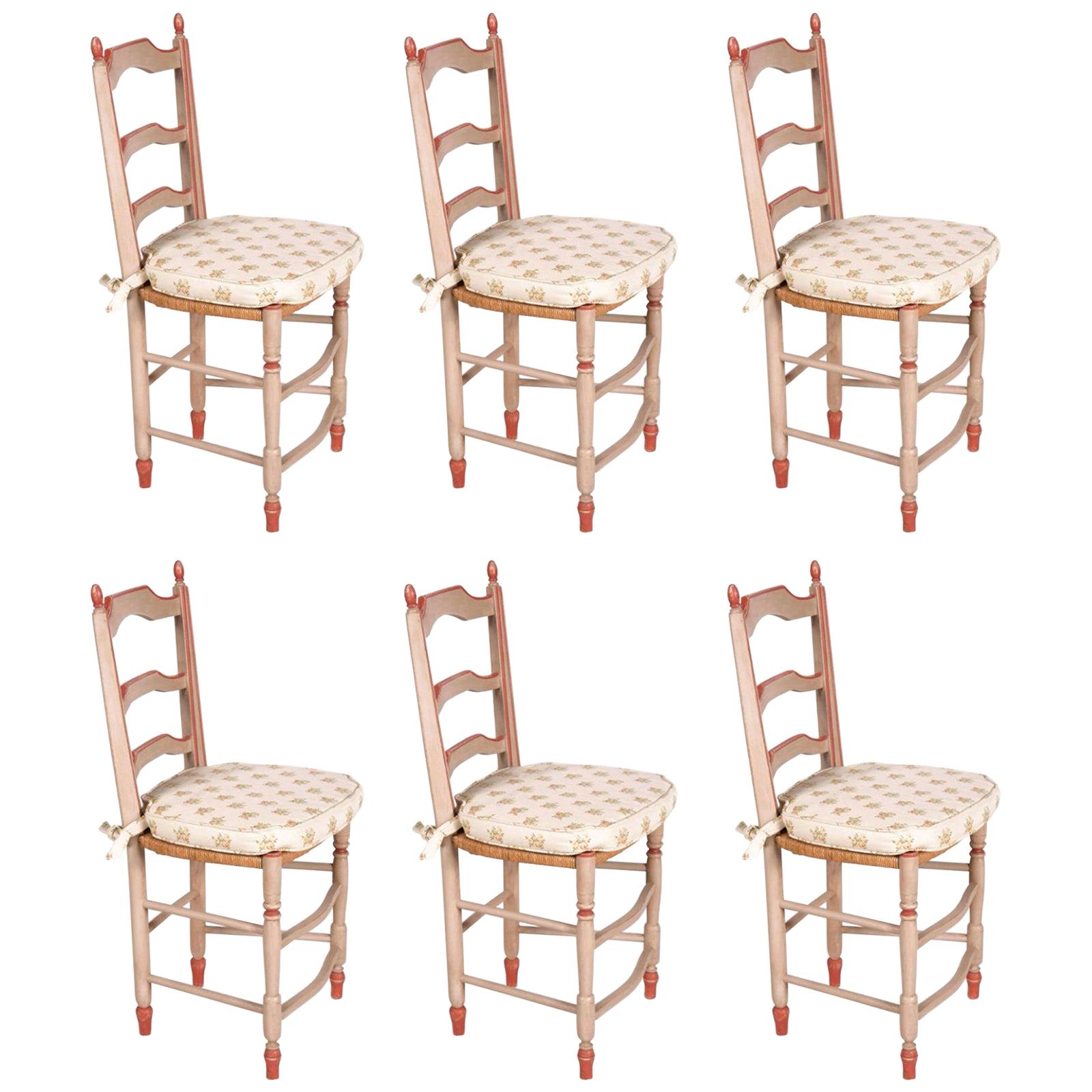 19th Century Six French Dining Chairs in Provincial Style