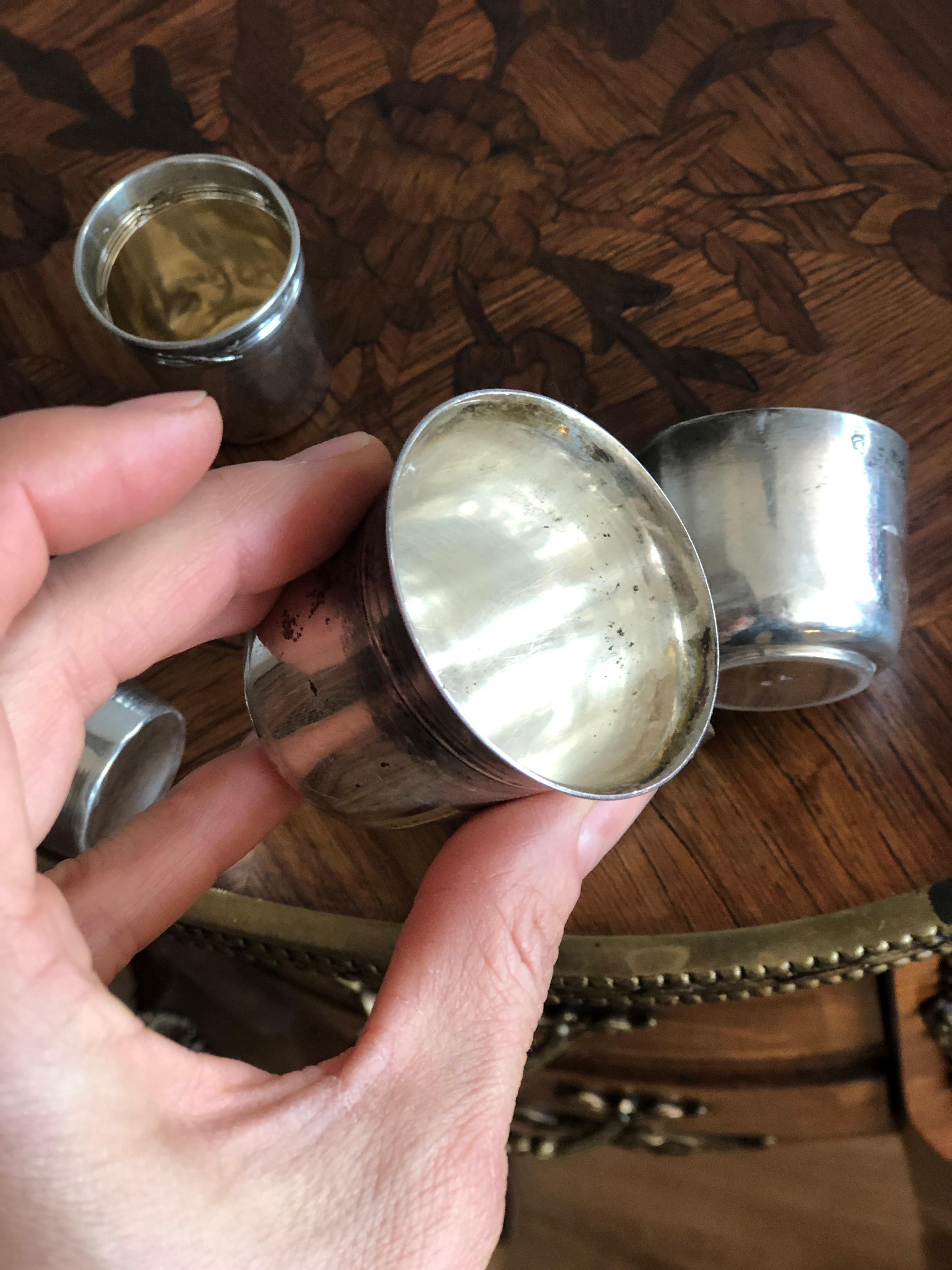 20th Century 19th Century Six French Small Round Silver Cups For Sale