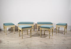 19th Century, Six Italian Neoclassical Lacquered Wood Benches