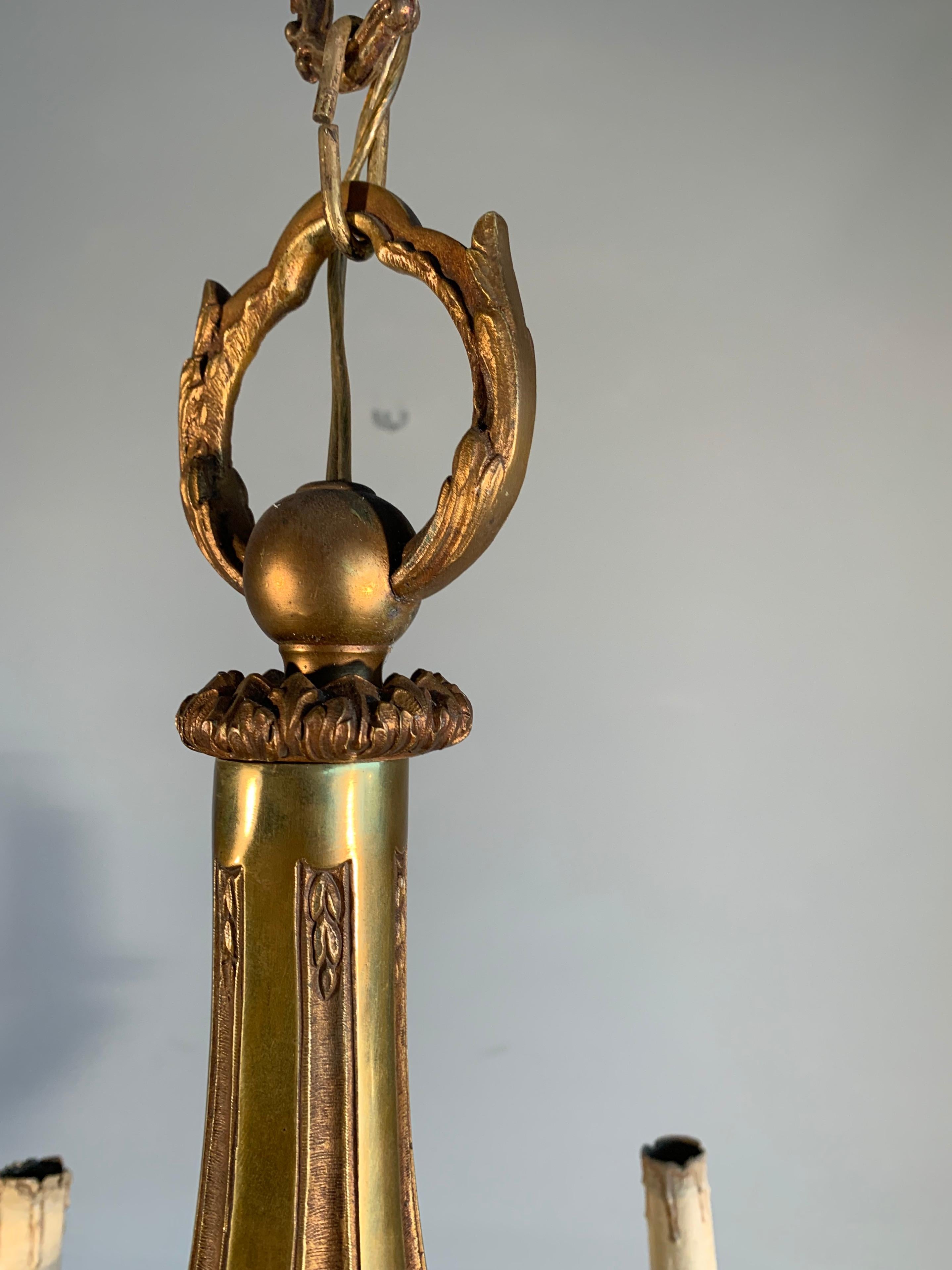 Antique Mazarin Six Light Gilt Bronze Chandelier with Bacchus God of Wine Masks For Sale 7