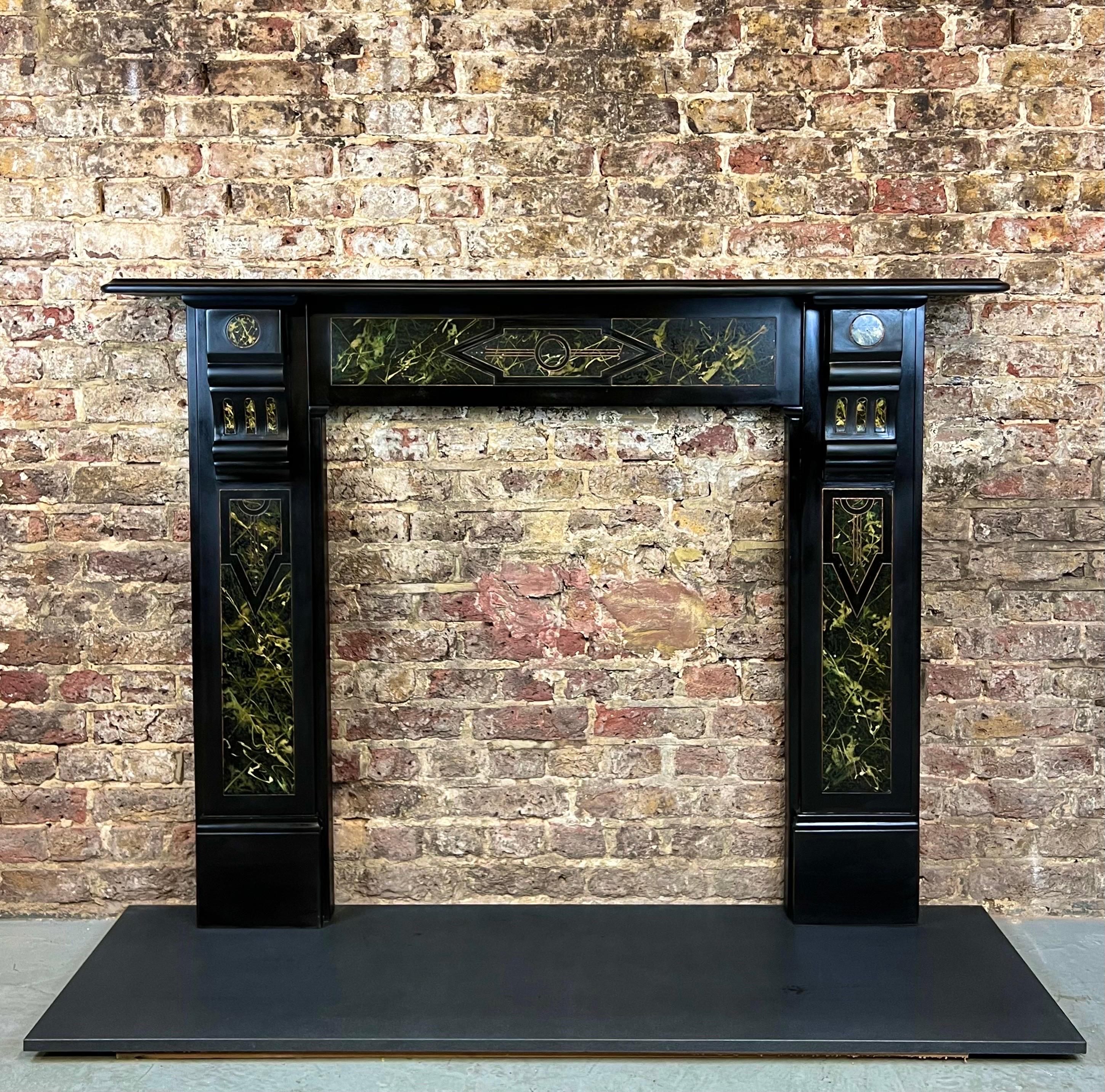 19th Century Slate & Marble Fireplace Mantlepiece 1