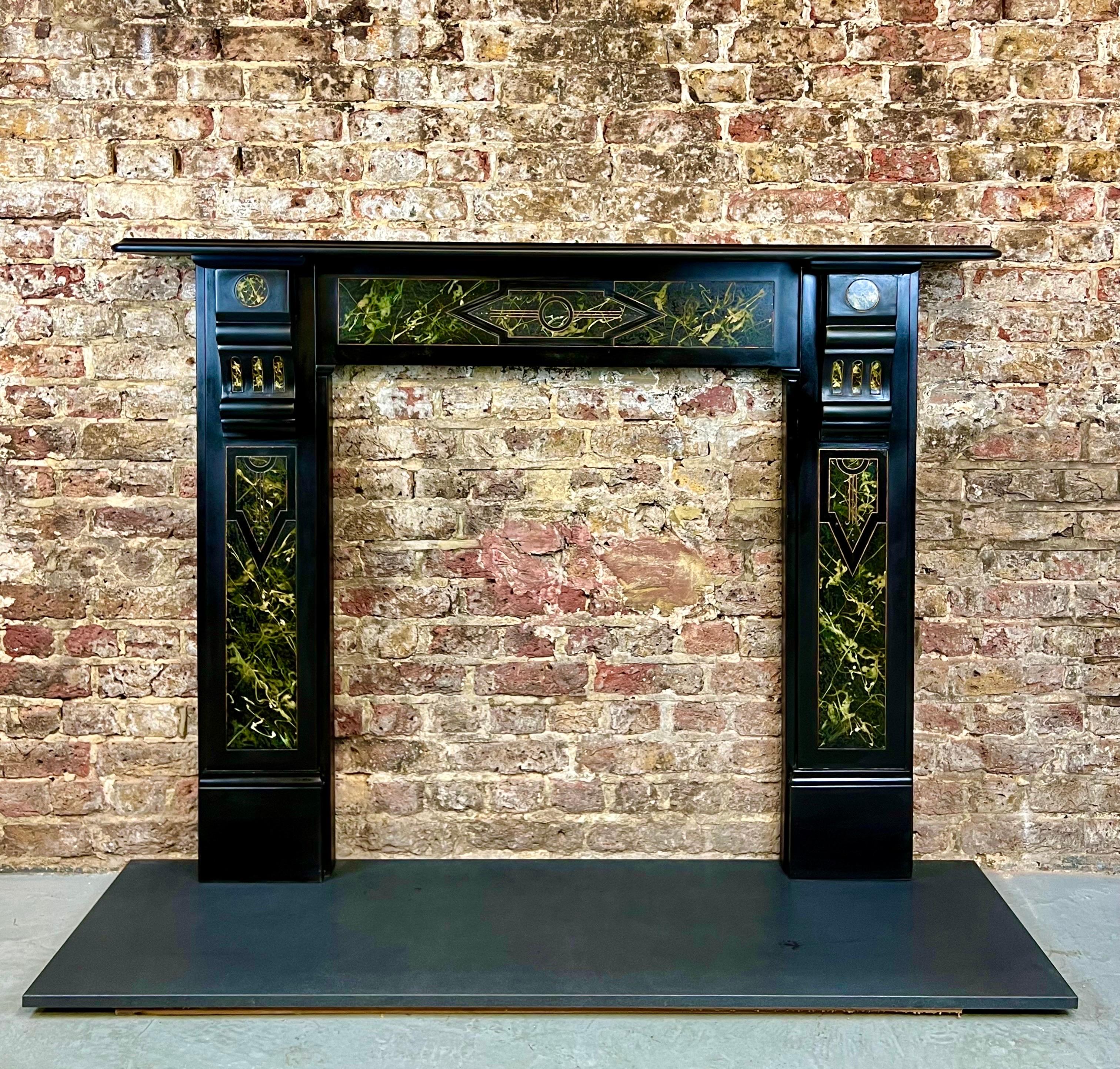 Victorian 19th Century Slate & Marble Fireplace Mantlepiece