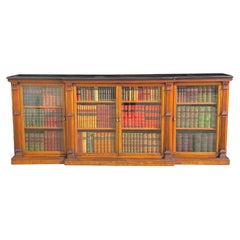 19th Century Slate Topped Oak Low Breakfront Bookcase